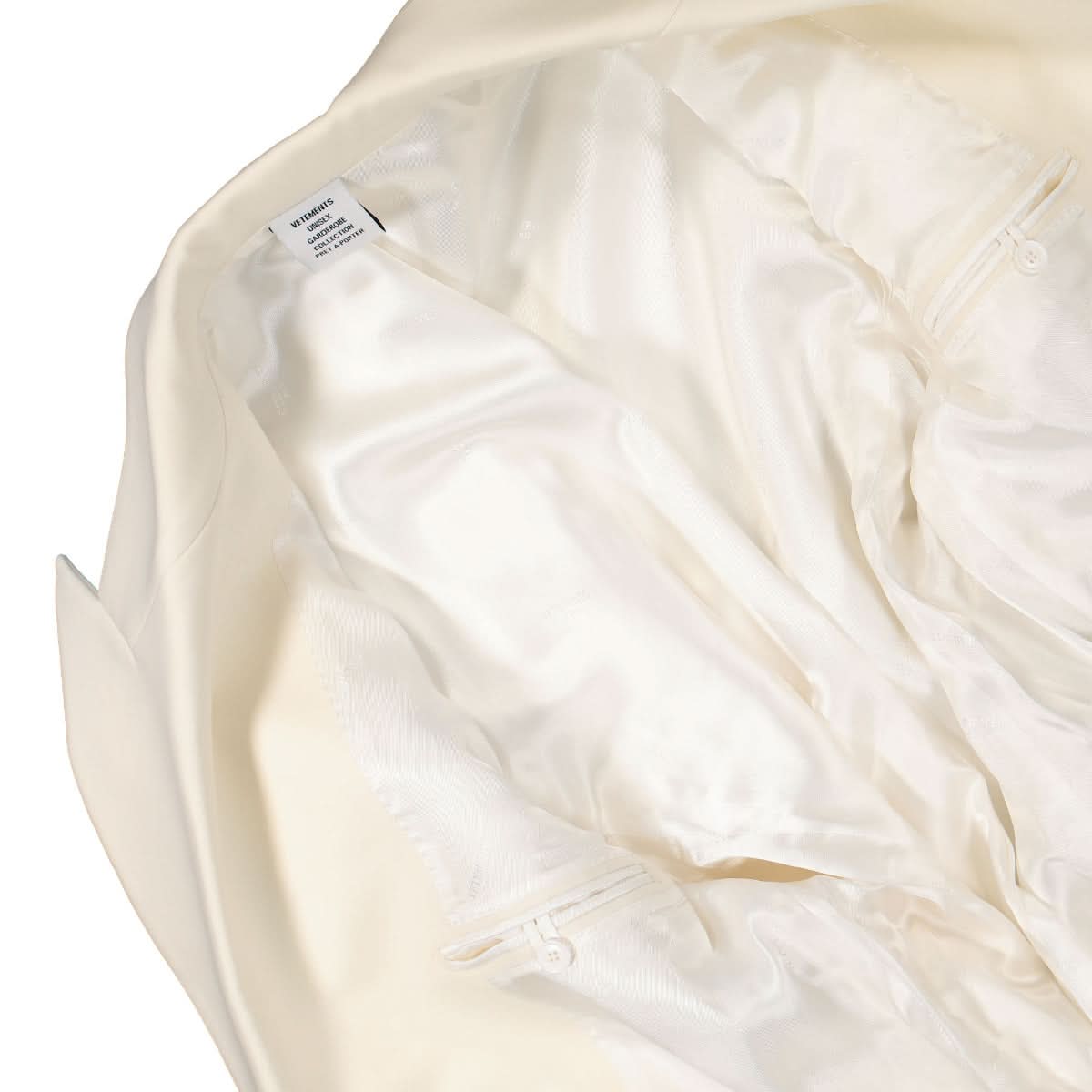 VETEMENTS Reconstructed Double Breasted Tailored Coat Beige Detail view 4 | Gate