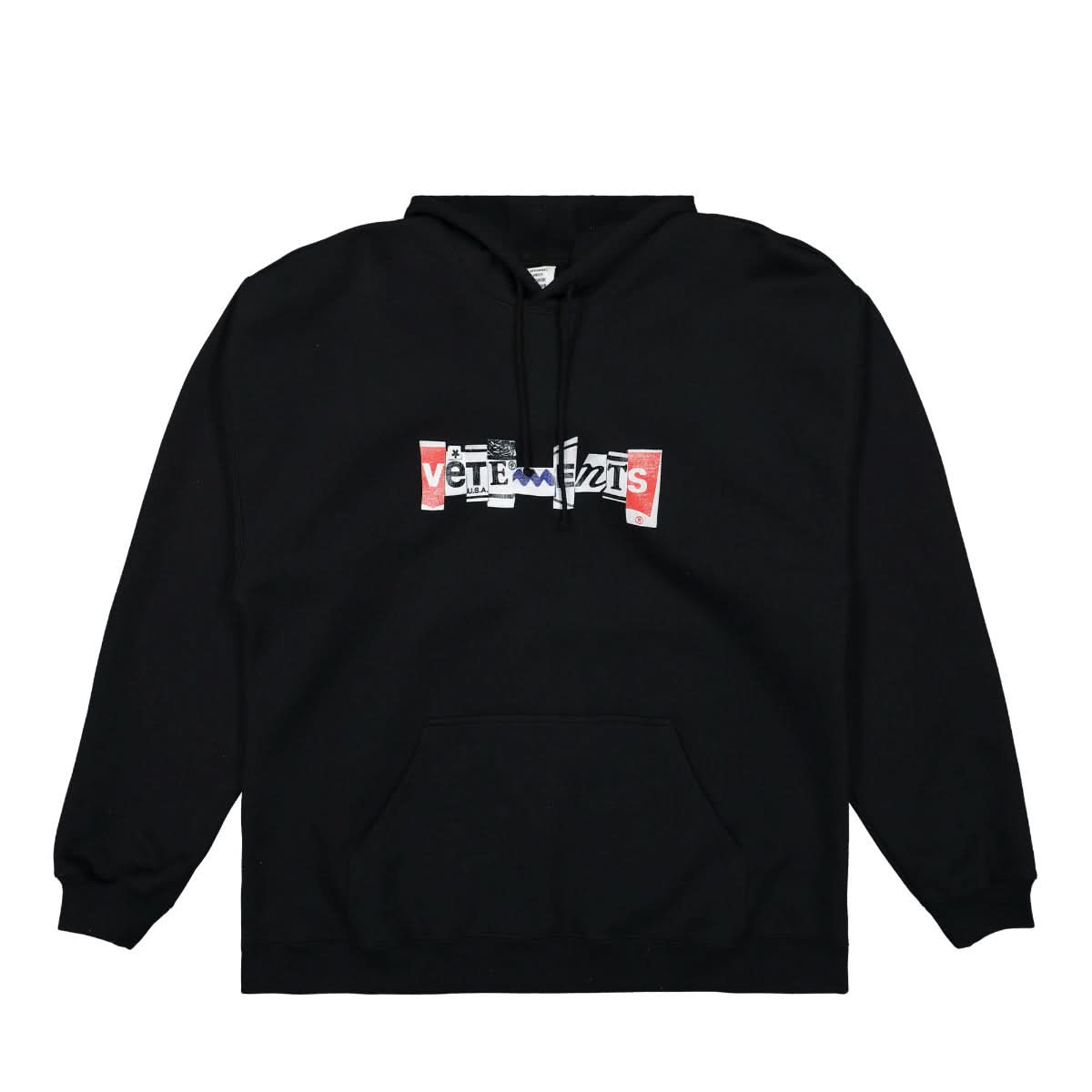 VETEMENTS Mixed Logo Hoodie Black Detail view 1 | Gate