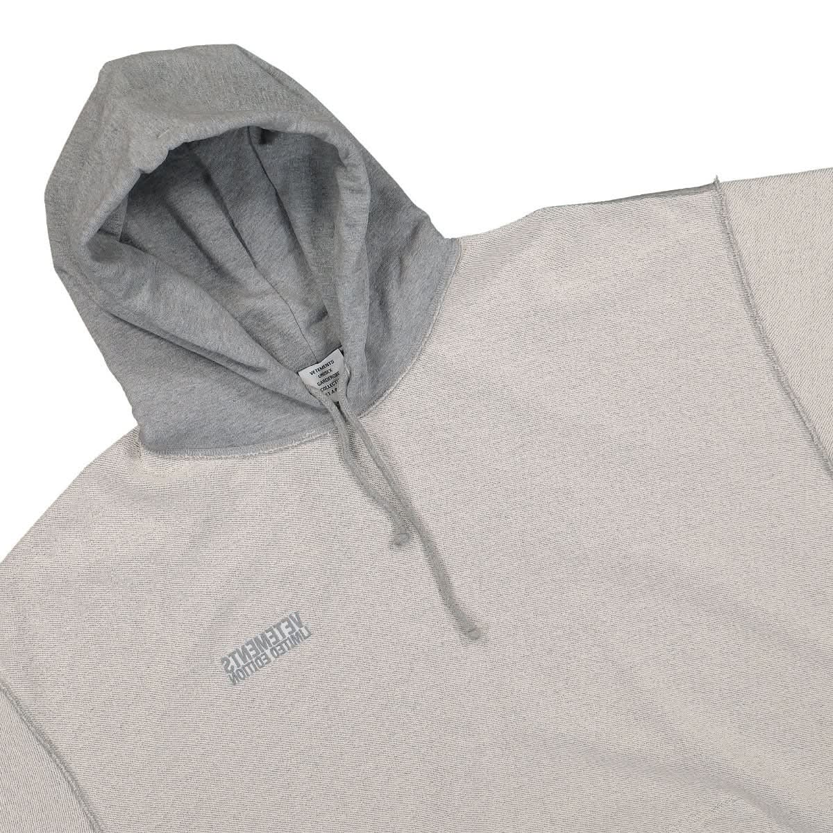 VETEMENTS All Grey Inside Out Hoodie Grey Detail view 3 | Gate