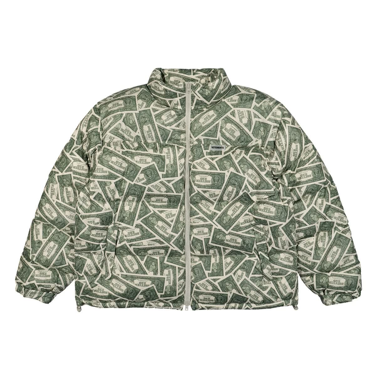 VETEMENTS Million Dollar Puffer Jacket Green Detail view 1 | Gate