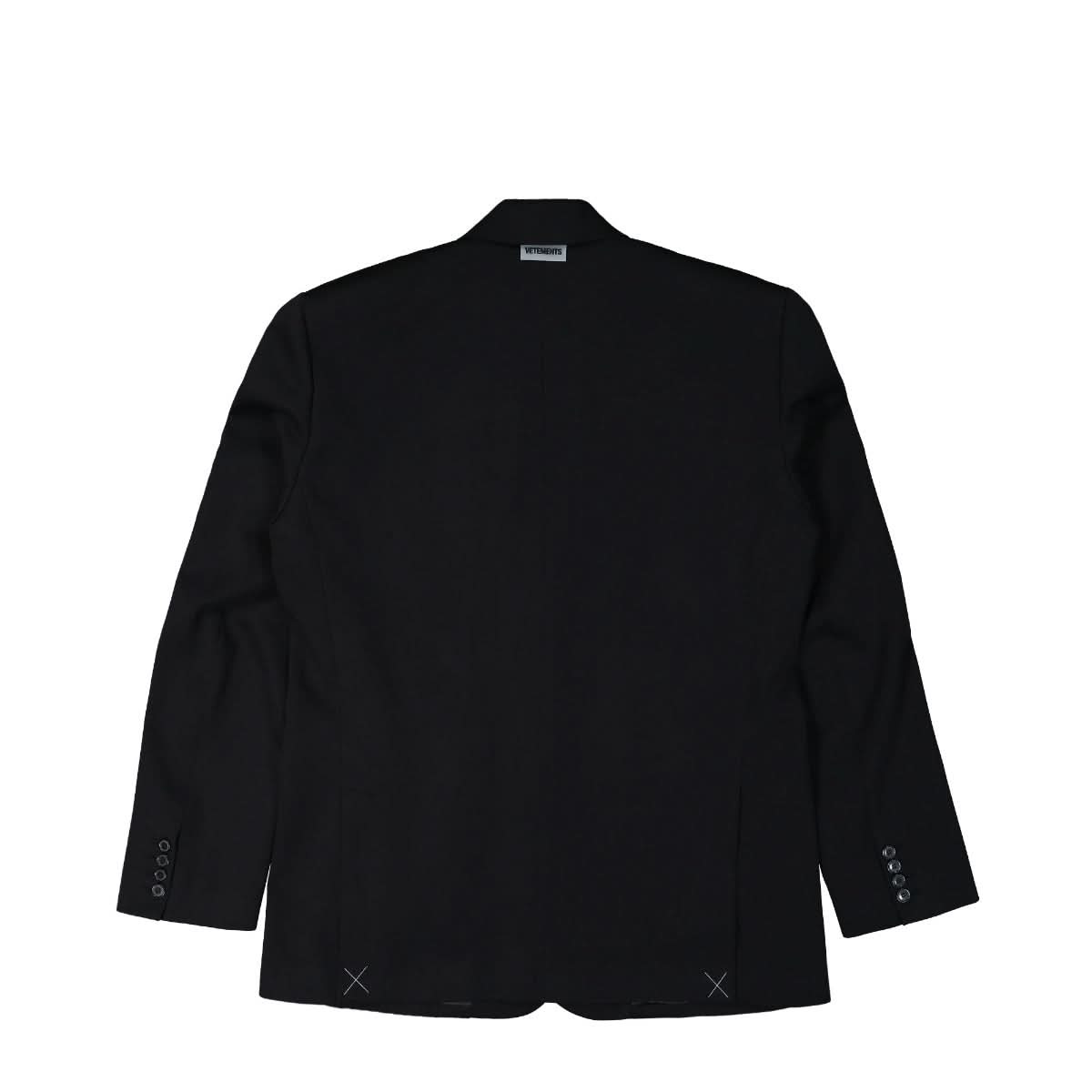 VETEMENTS Boxy Single Breasted Jersey Tailored Jacket Black Detail view 1 | Gate
