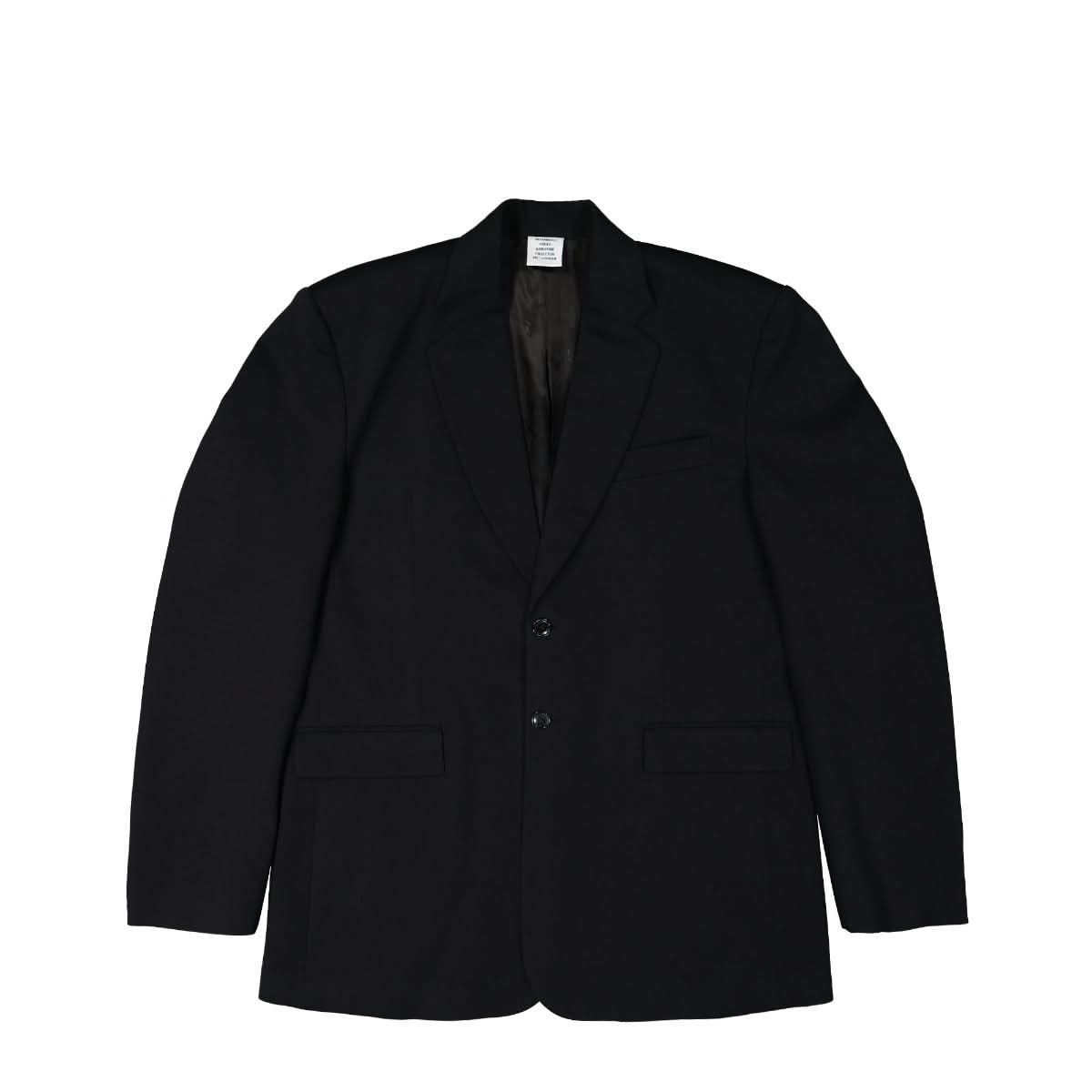 VETEMENTS Boxy Single Breasted Jersey Tailored Jacket Black Detail view 1 | Gate