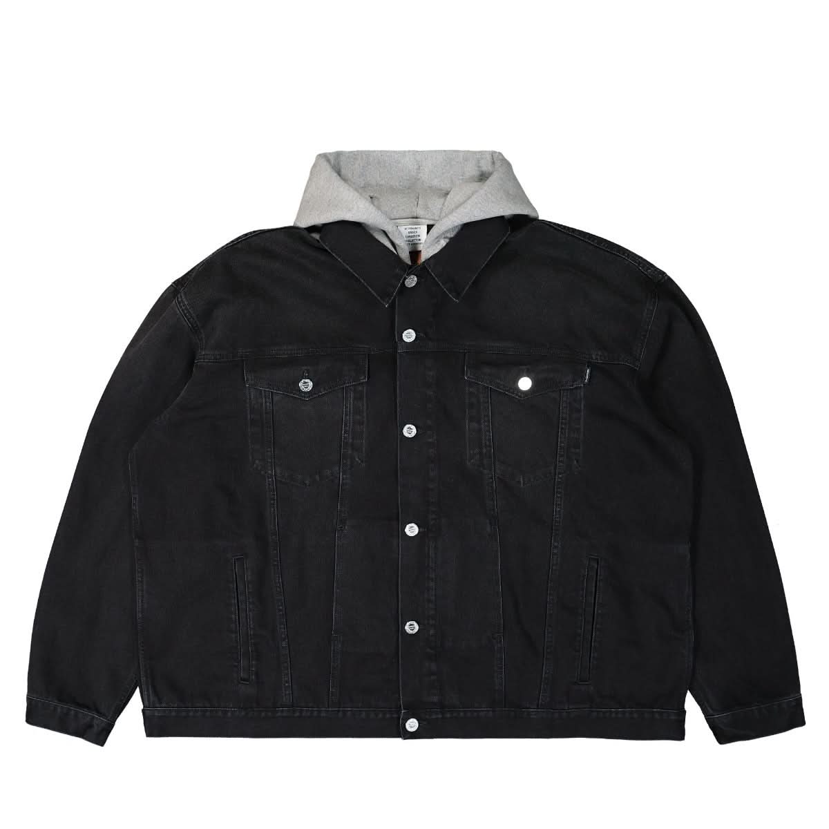 VETEMENTS Denim Jacket with Detachable Hood Black Detail view 1 | Gate