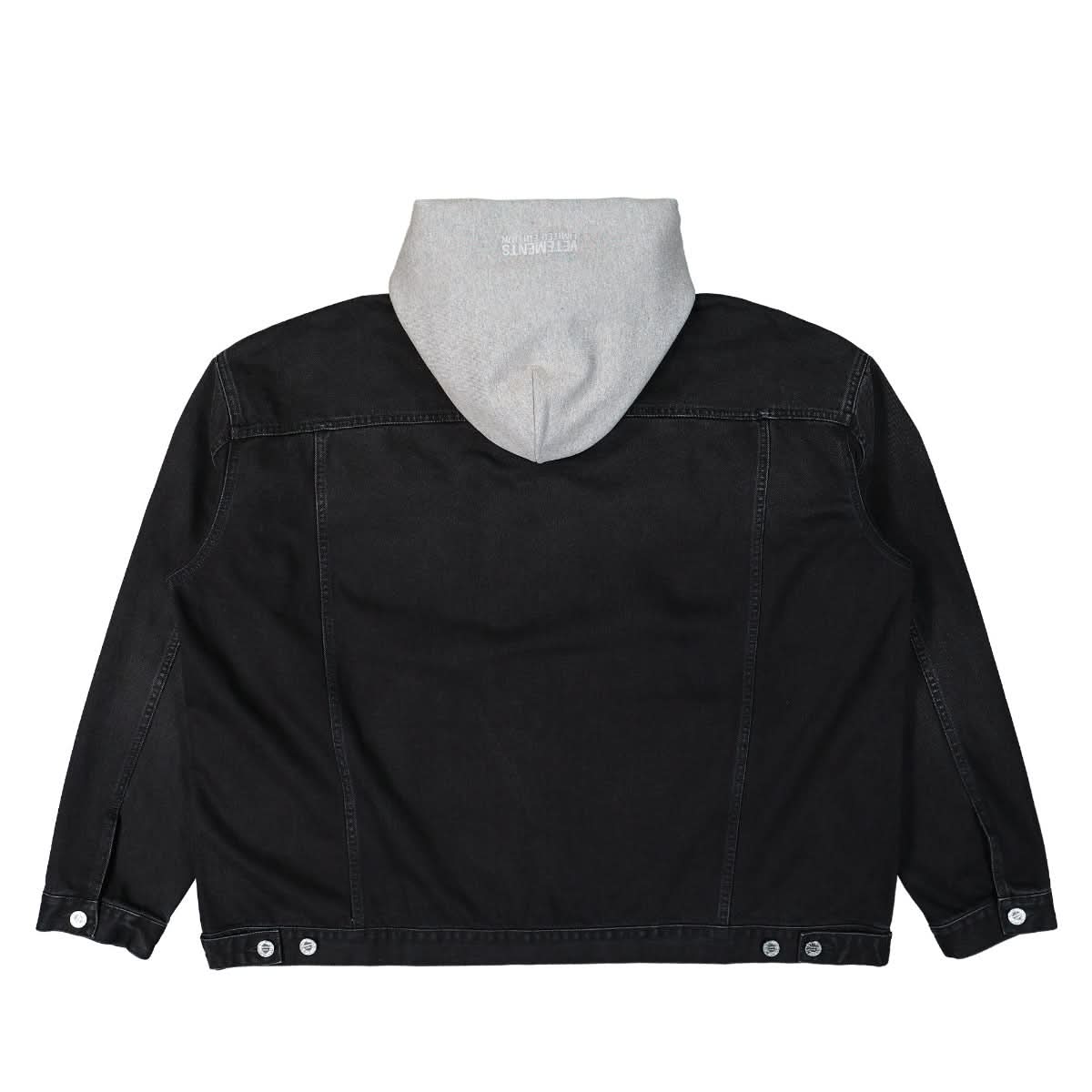 VETEMENTS Denim Jacket with Detachable Hood Black Detail view 2 | Gate