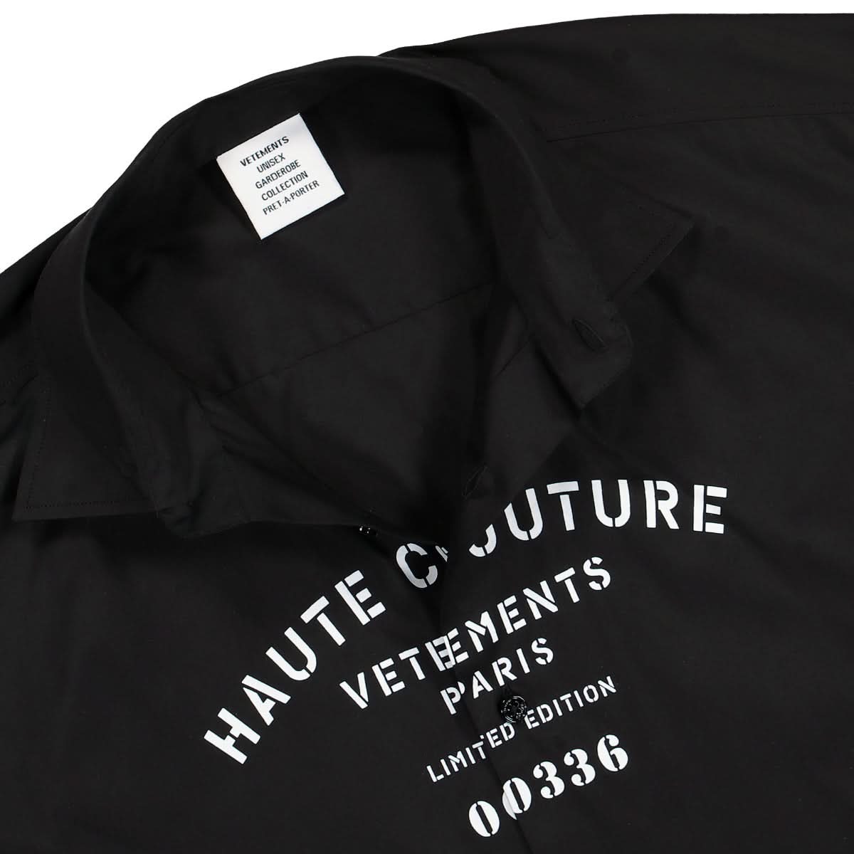 VETEMENTS Maison de Couture Logo Shirt Black Detail view 3 | Gate