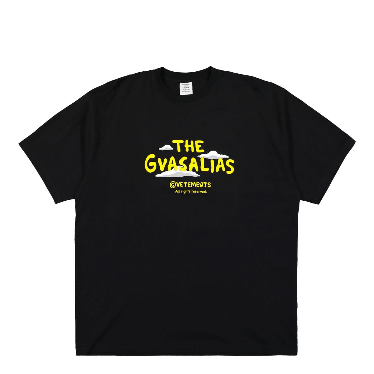 VETEMENTS The Gvasalias Cartoon Logo T-Shirt Black Detail view 1 | Gate