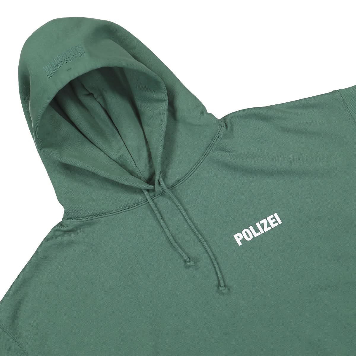 VETEMENTS Polizei Hoodie Green Detail view 3 | Gate