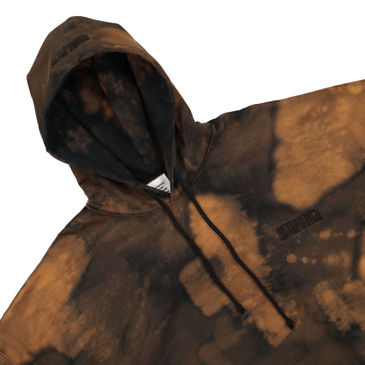 VETEMENTS Overbleached Hoodie Black,Brown Detail view 4 | Gate