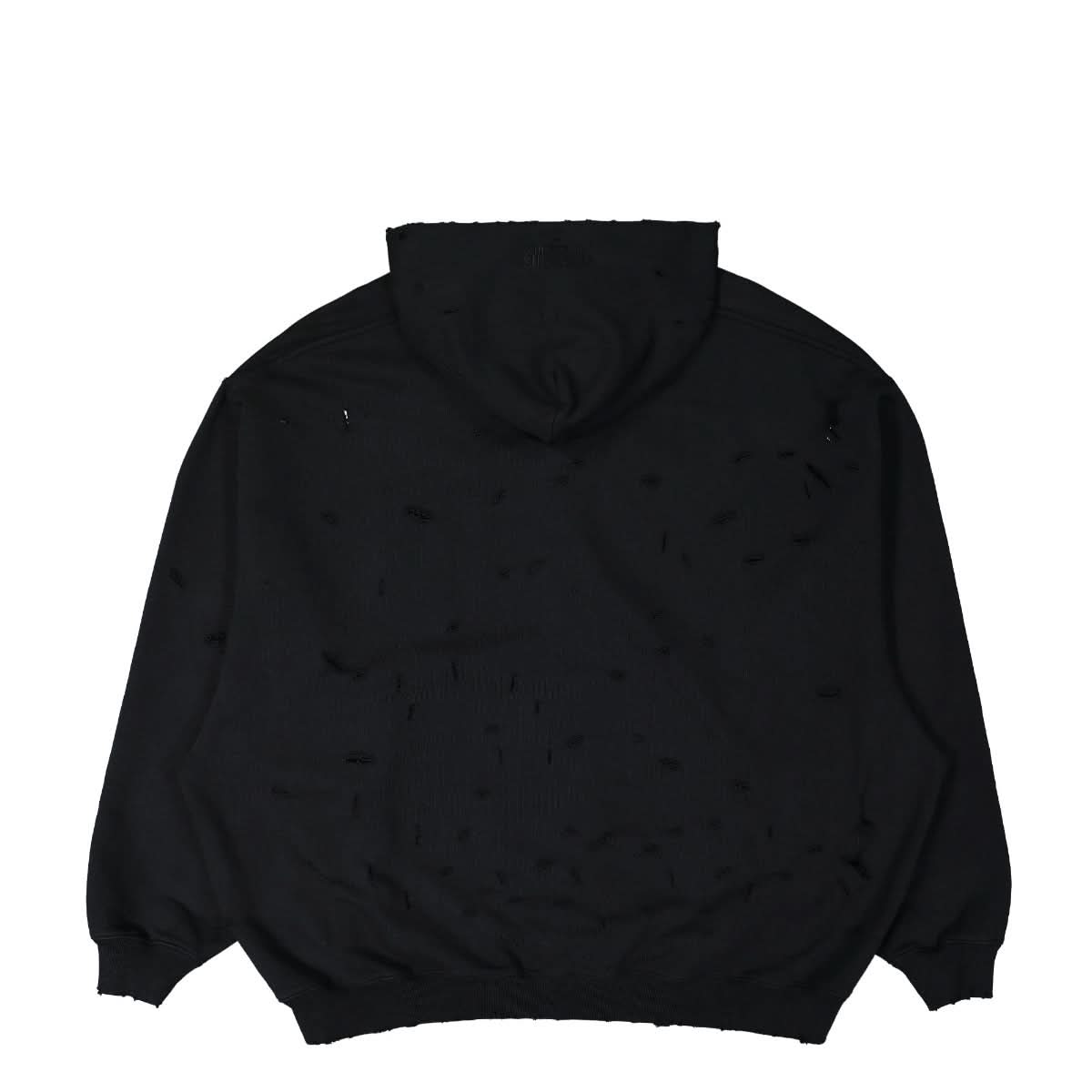 VETEMENTS Destroyed Zip-Up Hoodie Black Detail view 2 | Gate