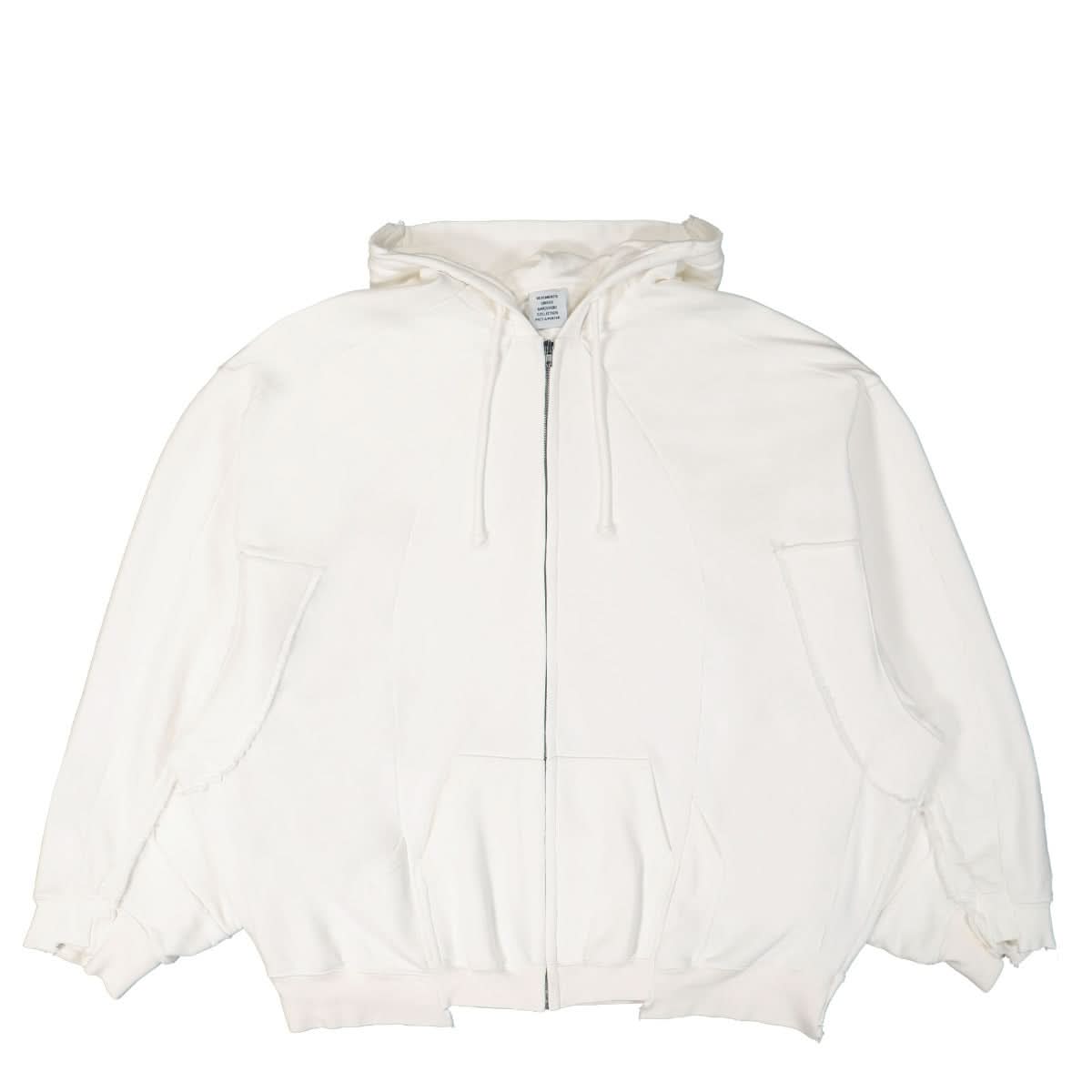 VETEMENTS Cut-Up Zip-Up Hoodie White Detail view 1 | Gate