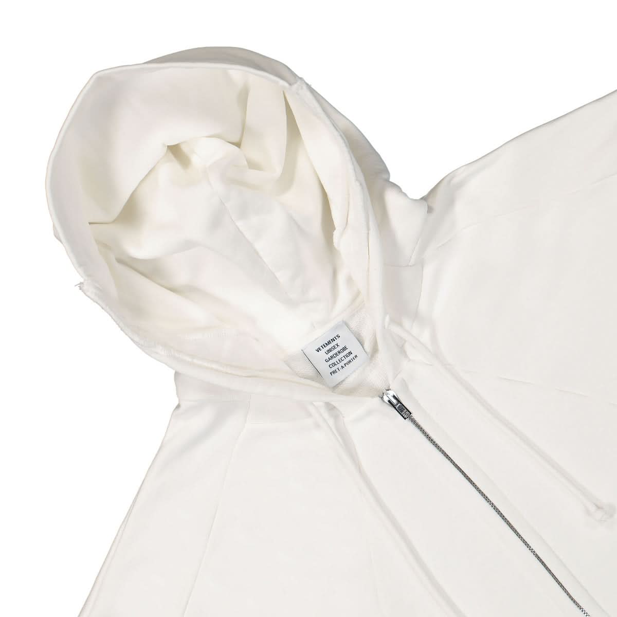 VETEMENTS Cut-Up Zip-Up Hoodie White Detail view 3 | Gate