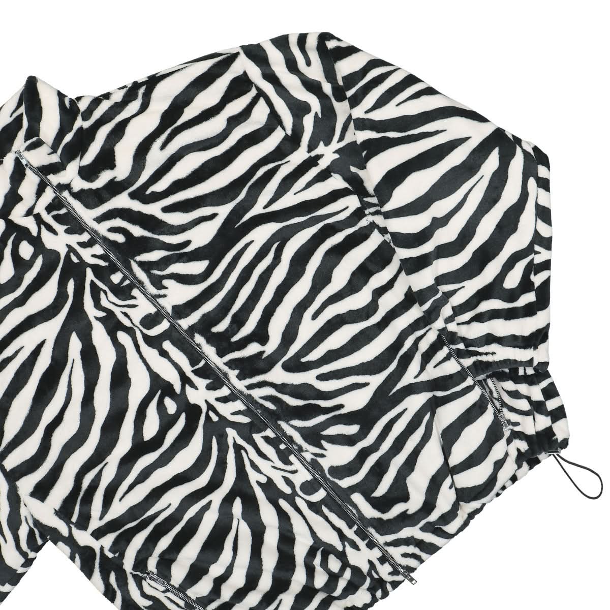 VETEMENTS Fleece Zip-Up Jacket Black,White Detail view 4 | Gate