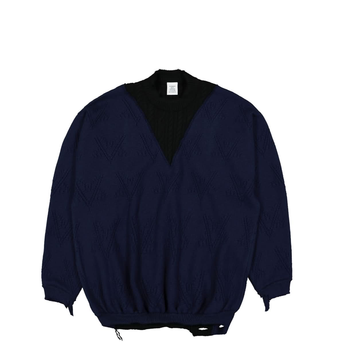 VETEMENTS V-Cut Panel Sweater Black,Blue Detail view 1 | Gate