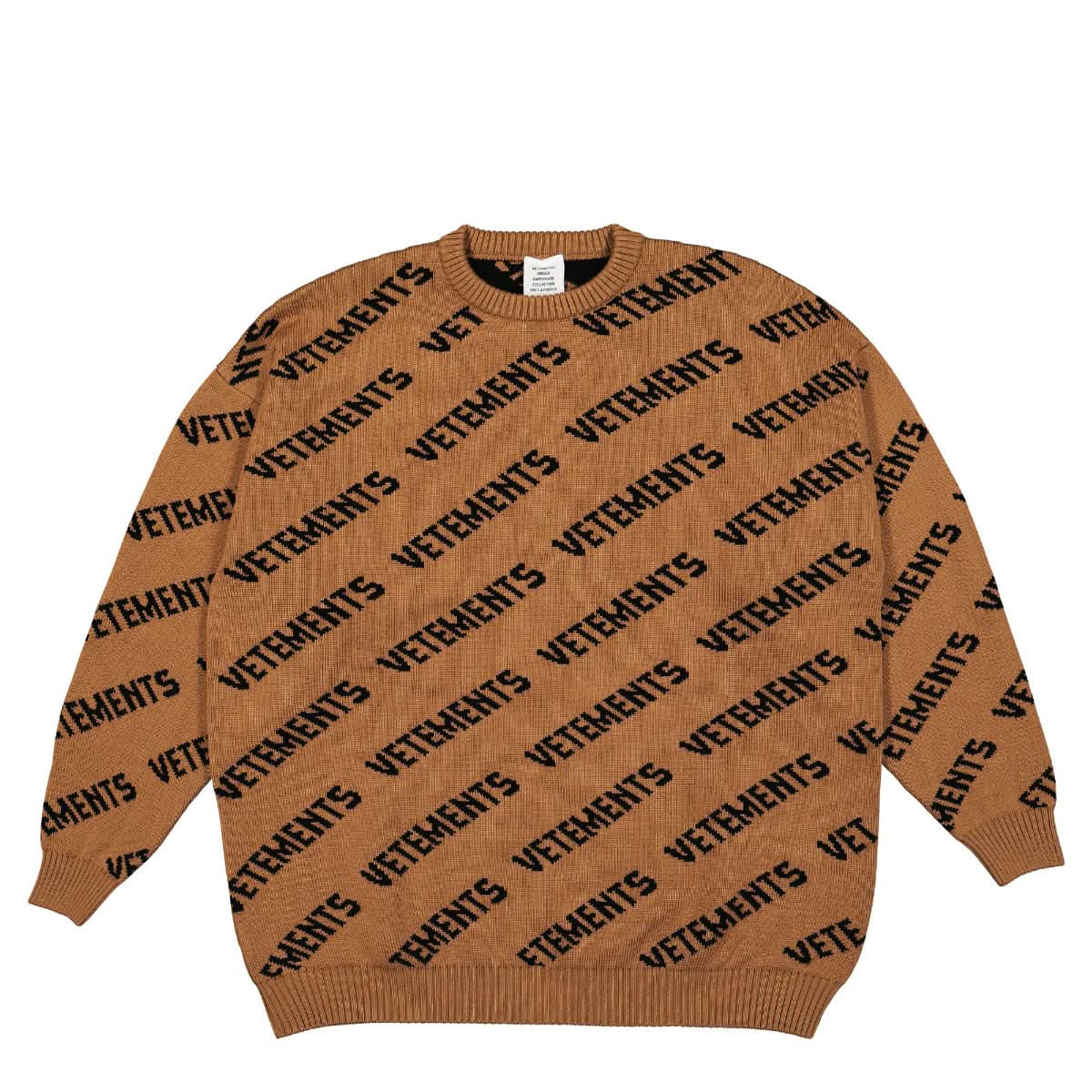 VETEMENTS Monogram Knitted Sweater Black,Brown Detail view 1 | Gate