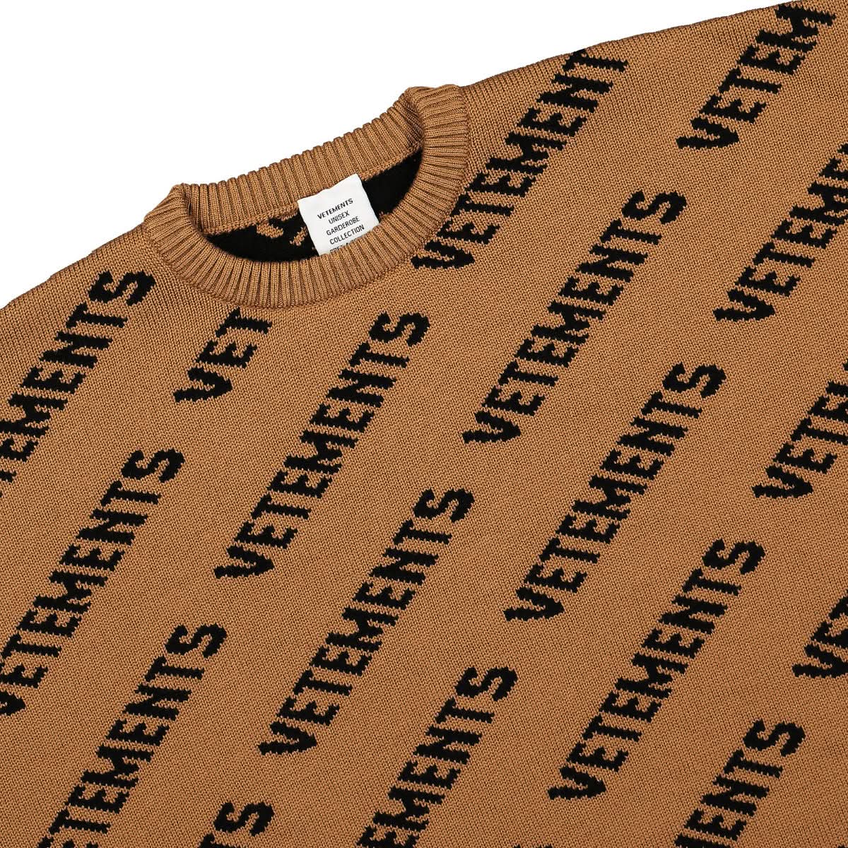 VETEMENTS Monogram Knitted Sweater Black,Brown Detail view 3 | Gate