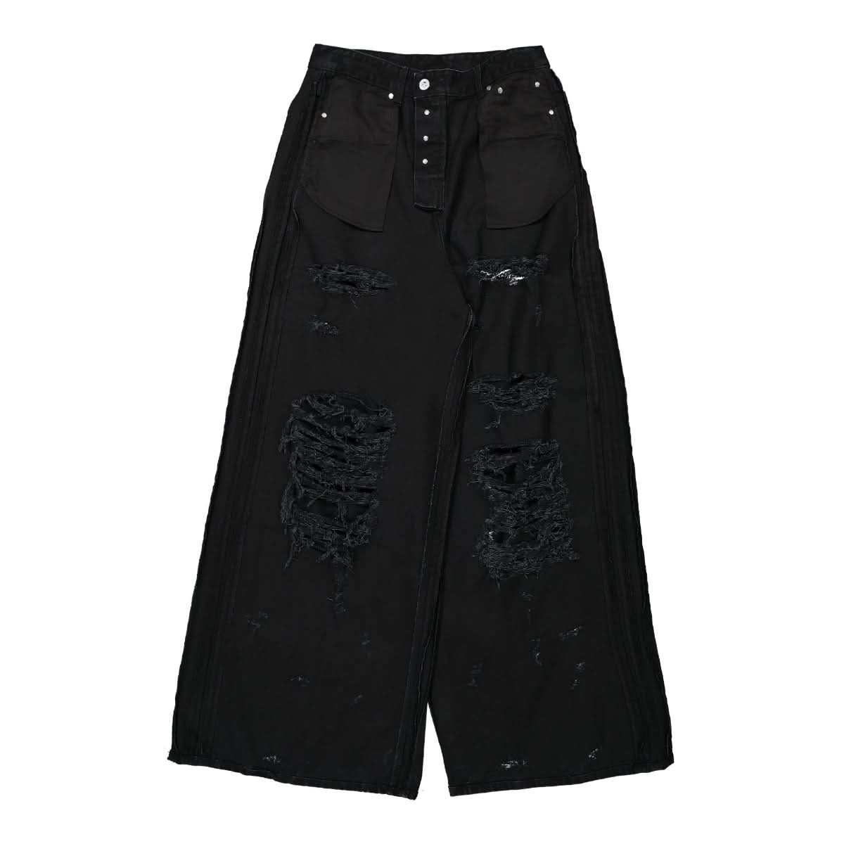 VETEMENTS Destroyed Inside-Out Baggy Jeans Black Detail view 1 | Gate
