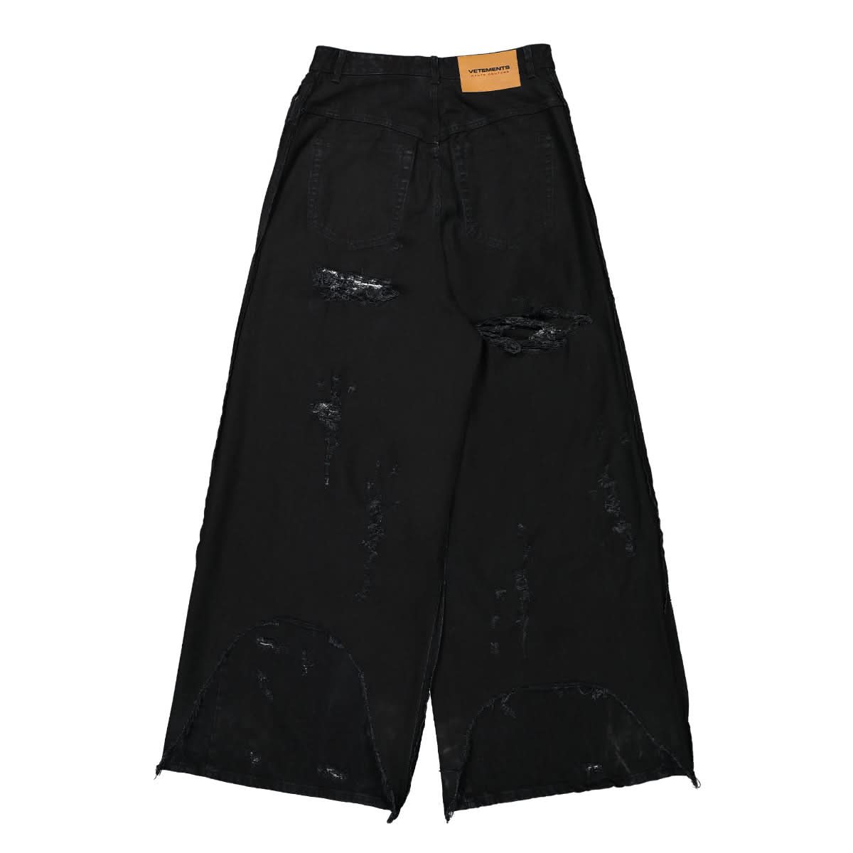 VETEMENTS Destroyed Inside-Out Baggy Jeans Black Detail view 2 | Gate
