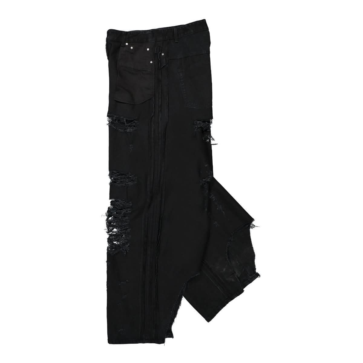 VETEMENTS Destroyed Inside-Out Baggy Jeans Black Detail view 3 | Gate
