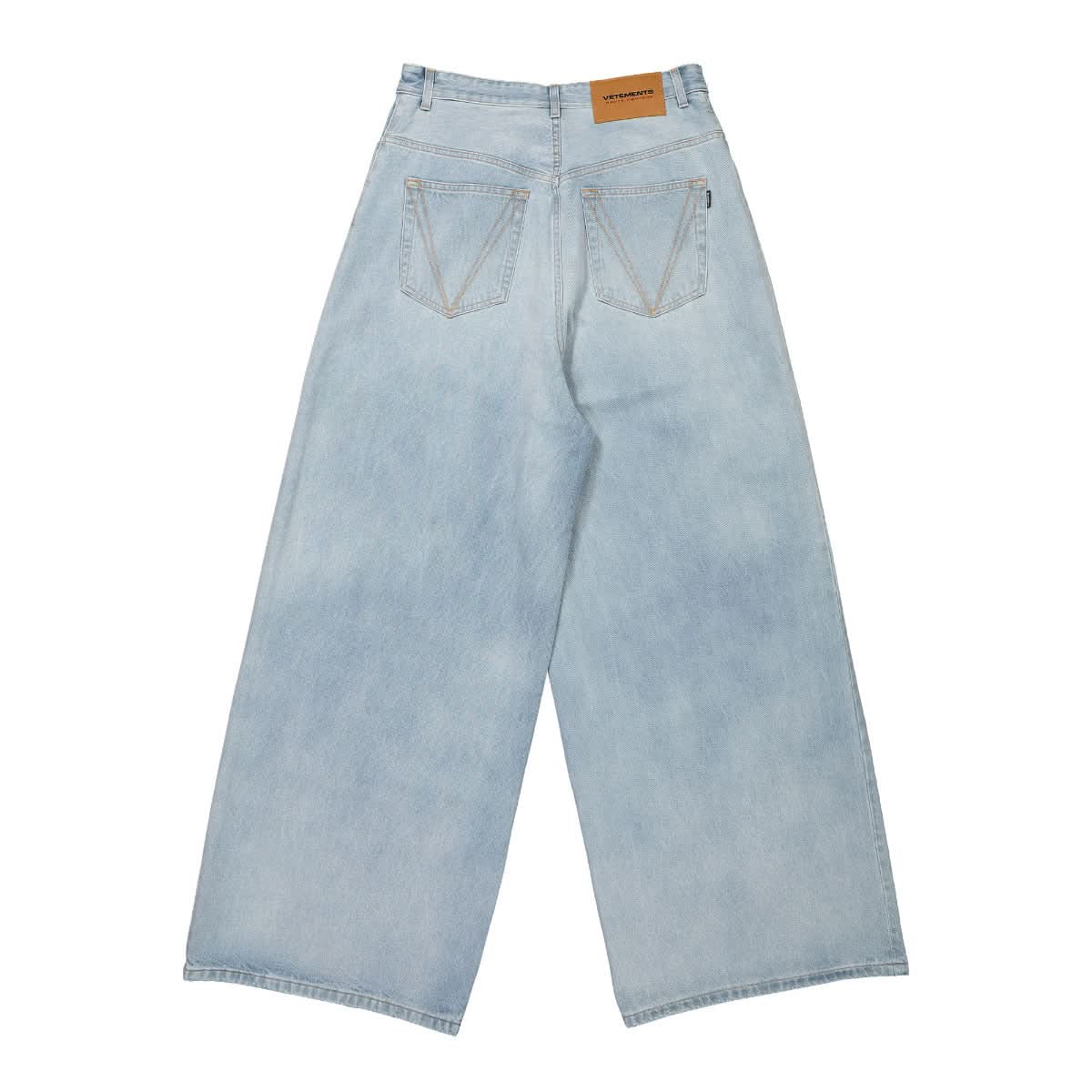 VETEMENTS Logo Baggy Jeans Blue Detail view 2 | Gate