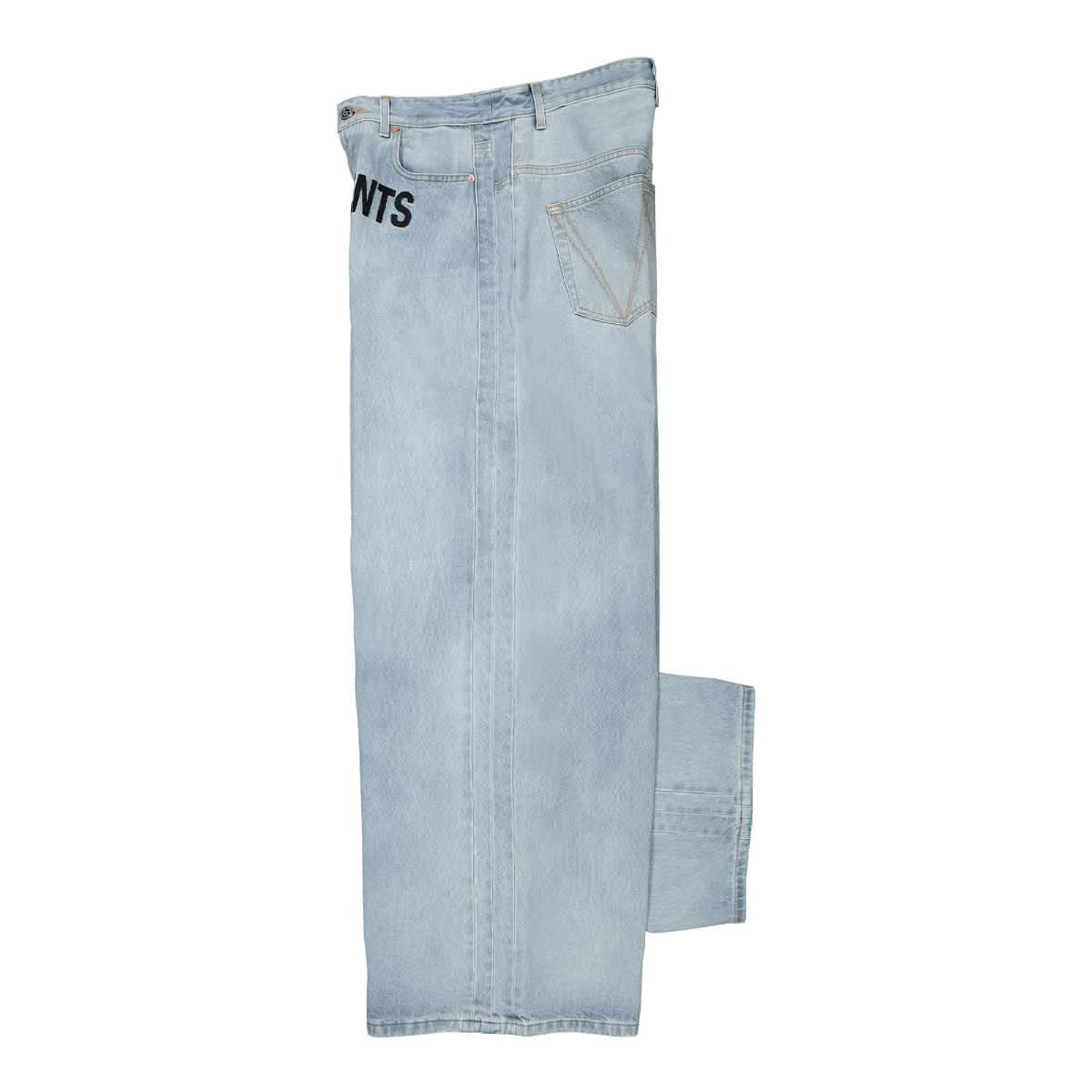 VETEMENTS Logo Baggy Jeans Blue Detail view 3 | Gate