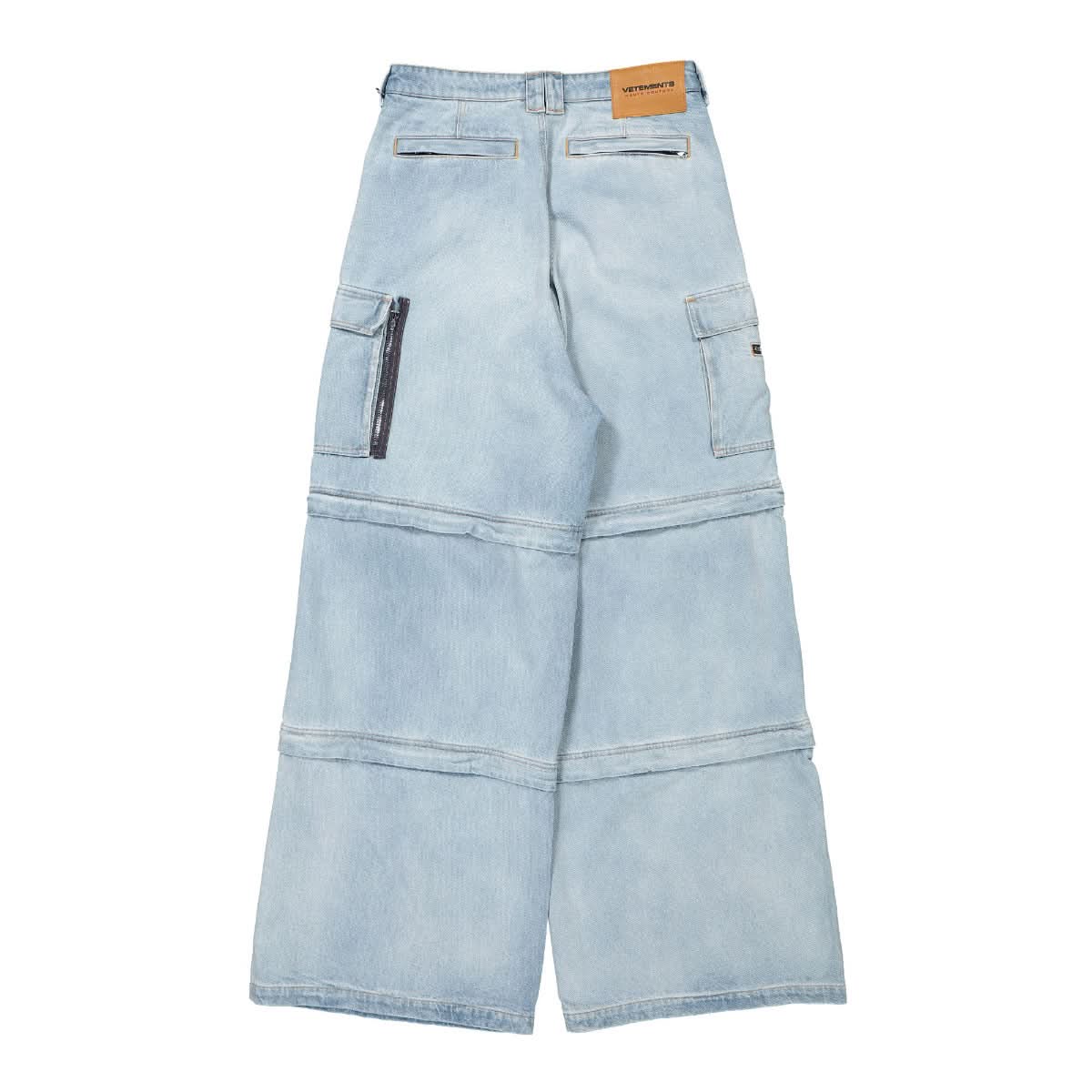 VETEMENTS Triple Zip-Up Baggy Jeans Blue Detail view 2 | Gate