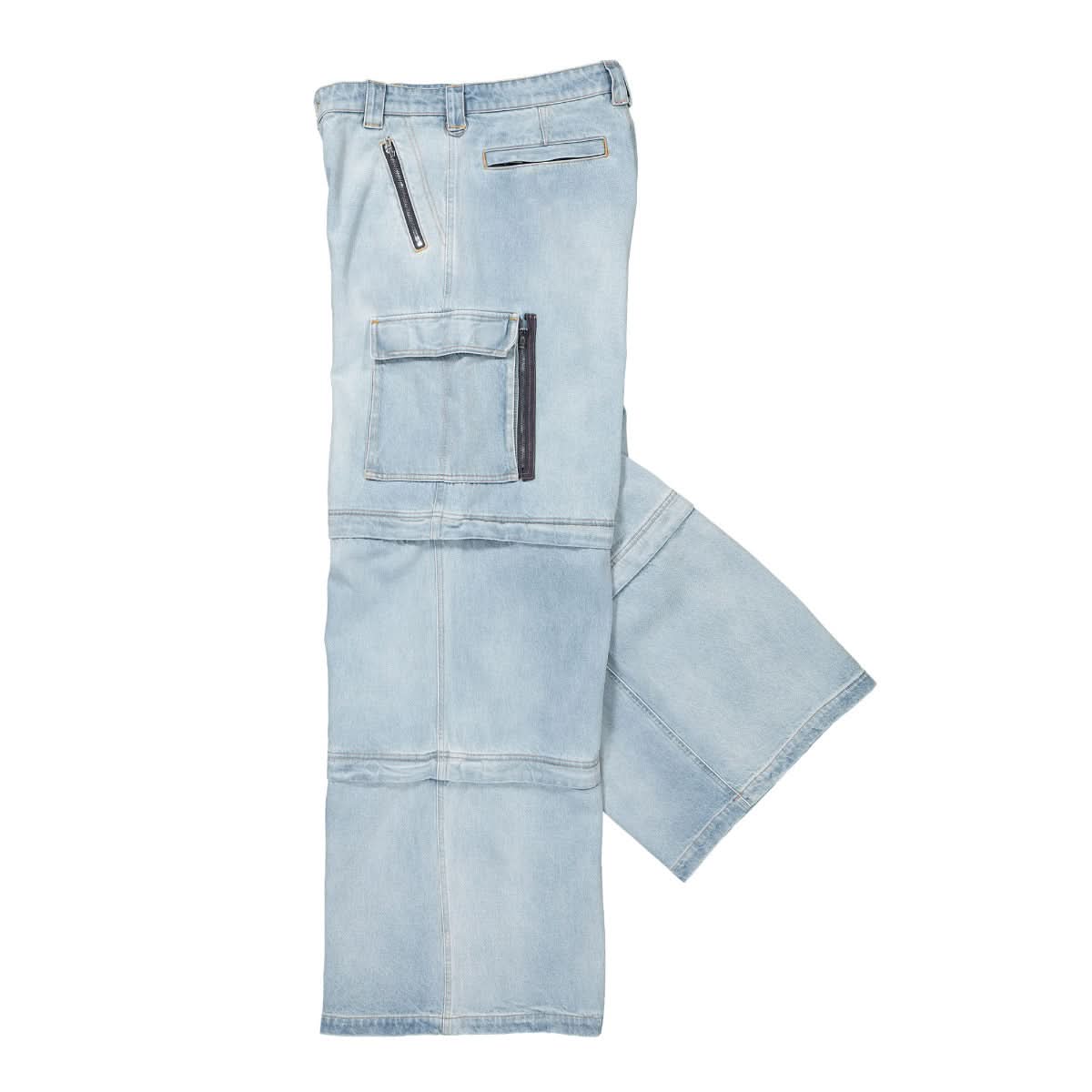 VETEMENTS Triple Zip-Up Baggy Jeans Blue Detail view 3 | Gate