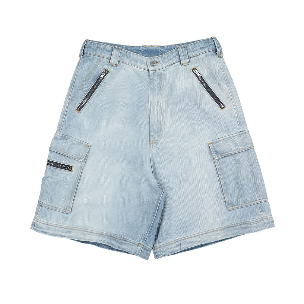 VETEMENTS Triple Zip-Up Baggy Jeans Blue Detail view 5 | Gate