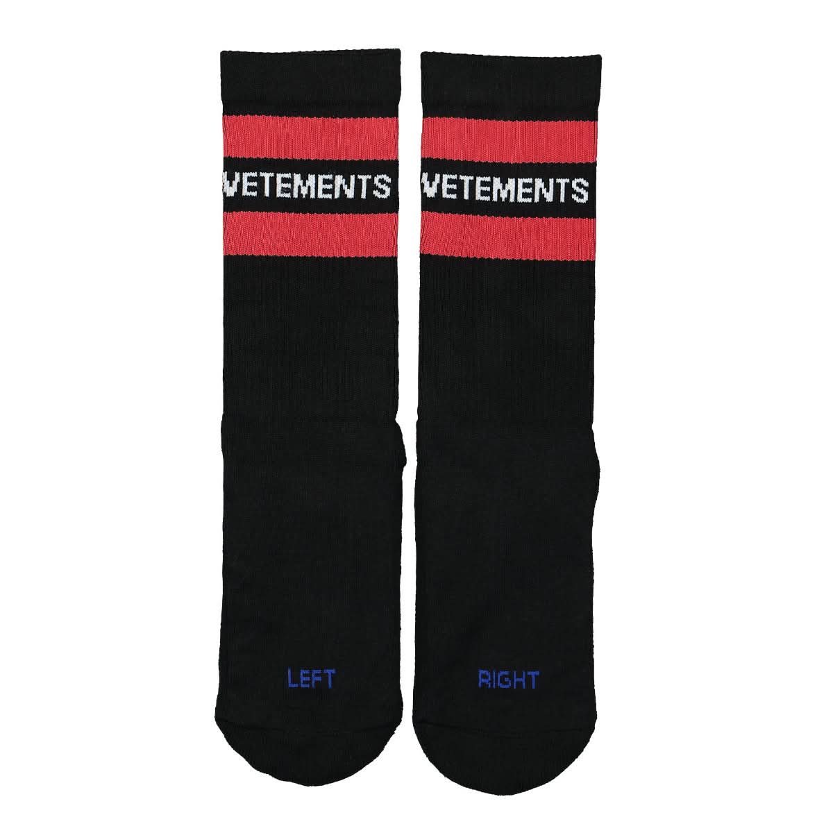 VETEMENTS Iconic Logo Socks Black,Red Detail view 3 | Gate