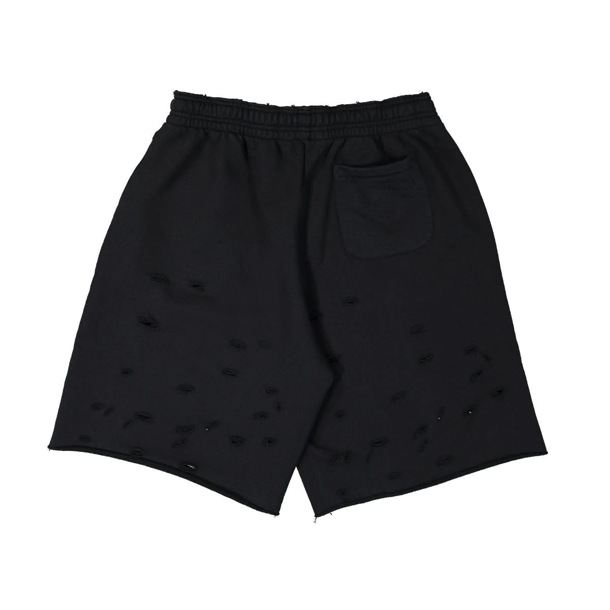 VETEMENTS Destroyed Shorts Black Detail view 2 | Gate