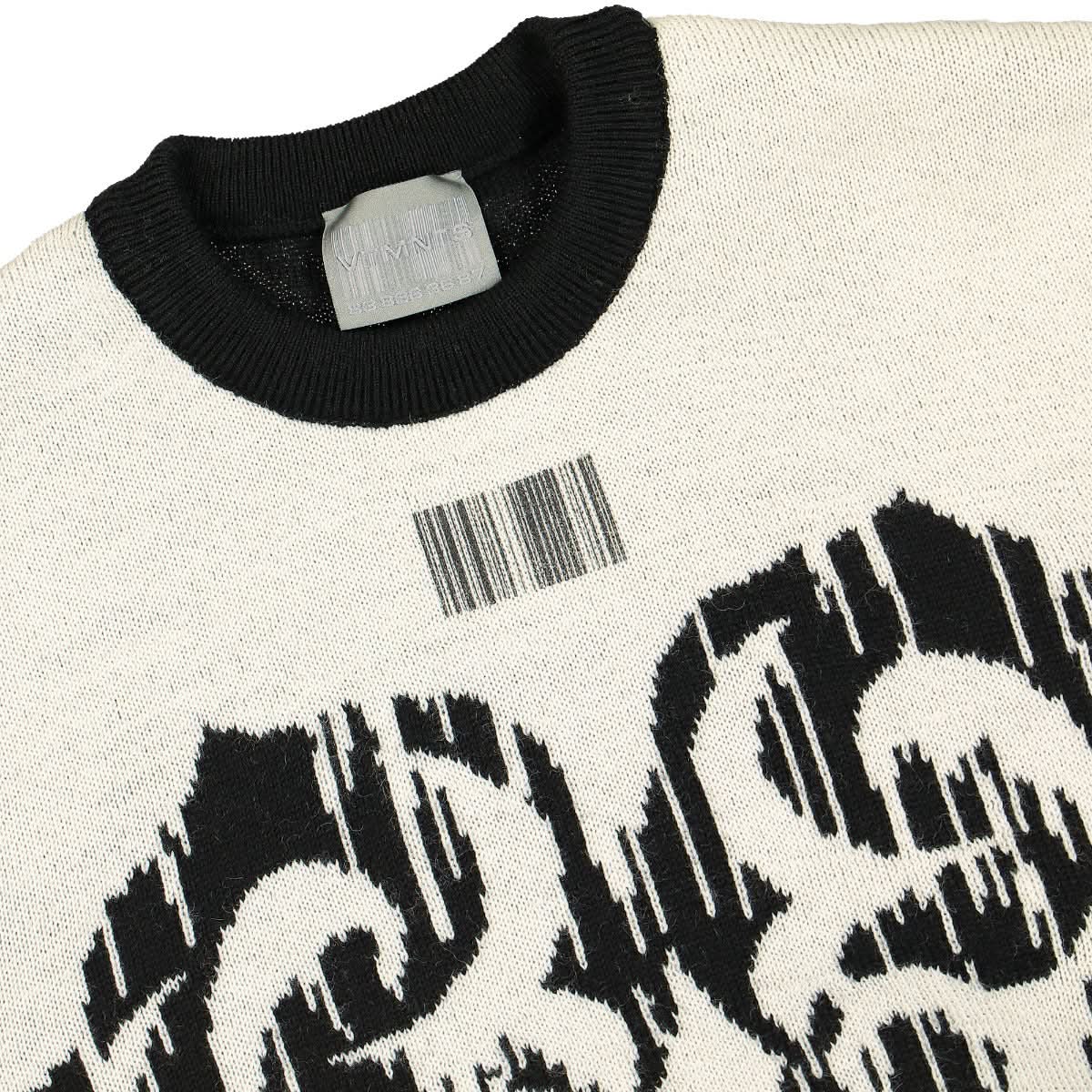 VTMNTS Barcode Slavic Sweater Black,White Detail view 3 | Gate