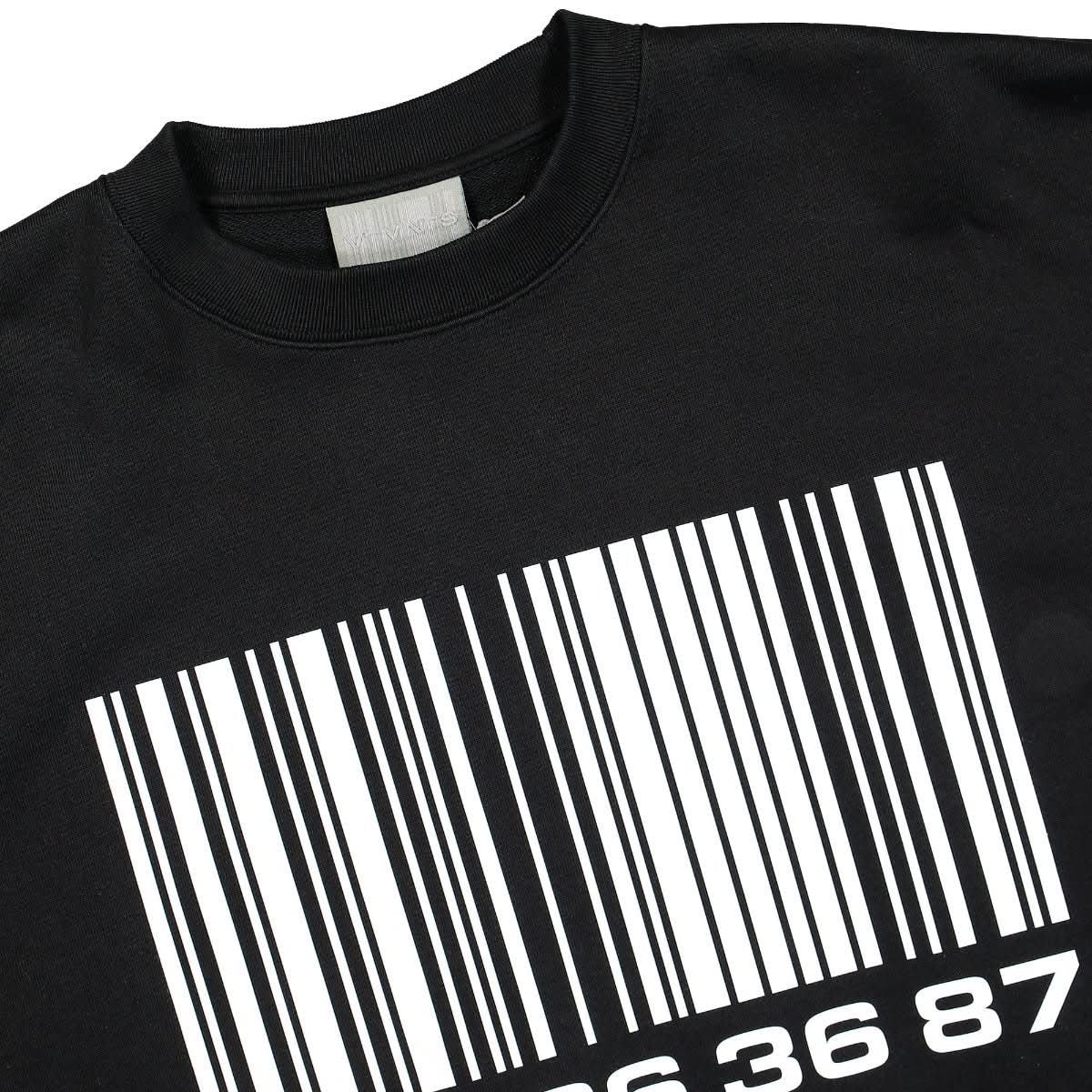 VTMNTS Big Barcode Sweatshirt Black Detail view 3 | Gate