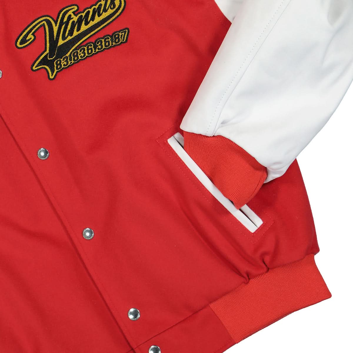VTMNTS College Jacket White,Red Detail view 4 | Gate