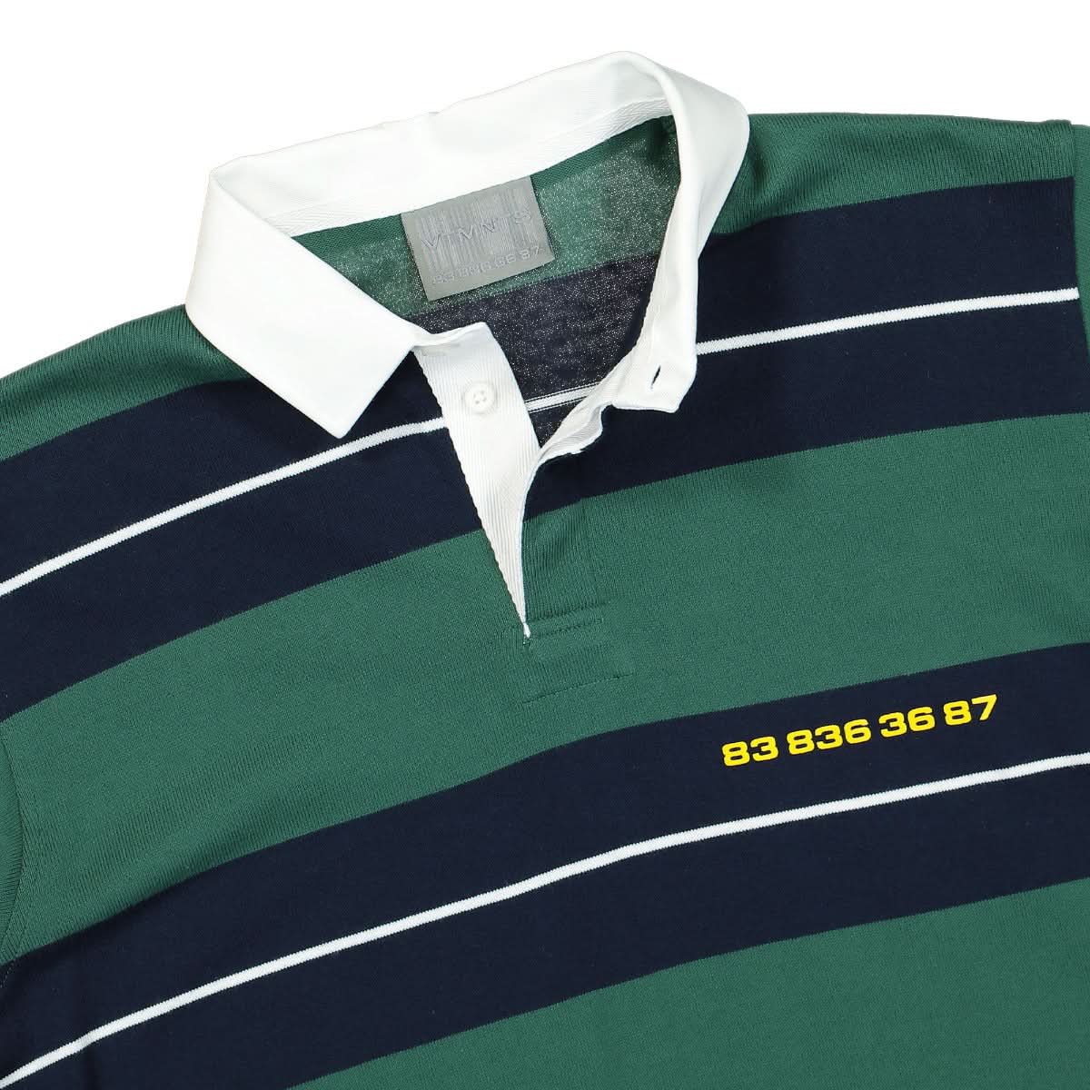 VTMNTS Number Knitted Polo Shirt Green Detail view 3 | Gate