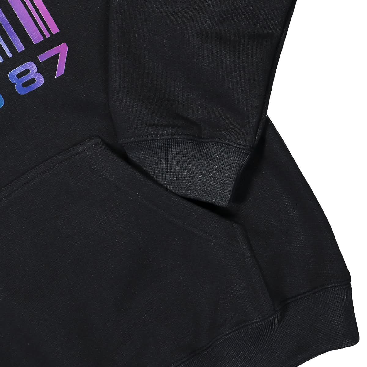 VTMNTS Rainbow Big Barcode Hoodie Black,Multicolor Detail view 4 | Gate