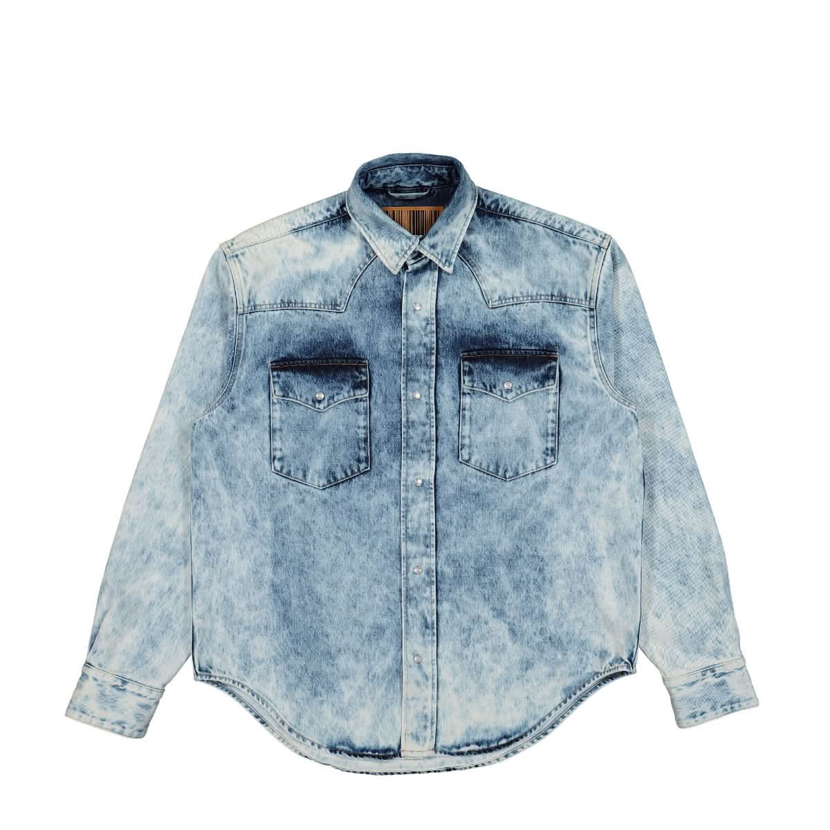 VTMNTS Boiled Denim Shirt Blue Detail view 1 | Gate