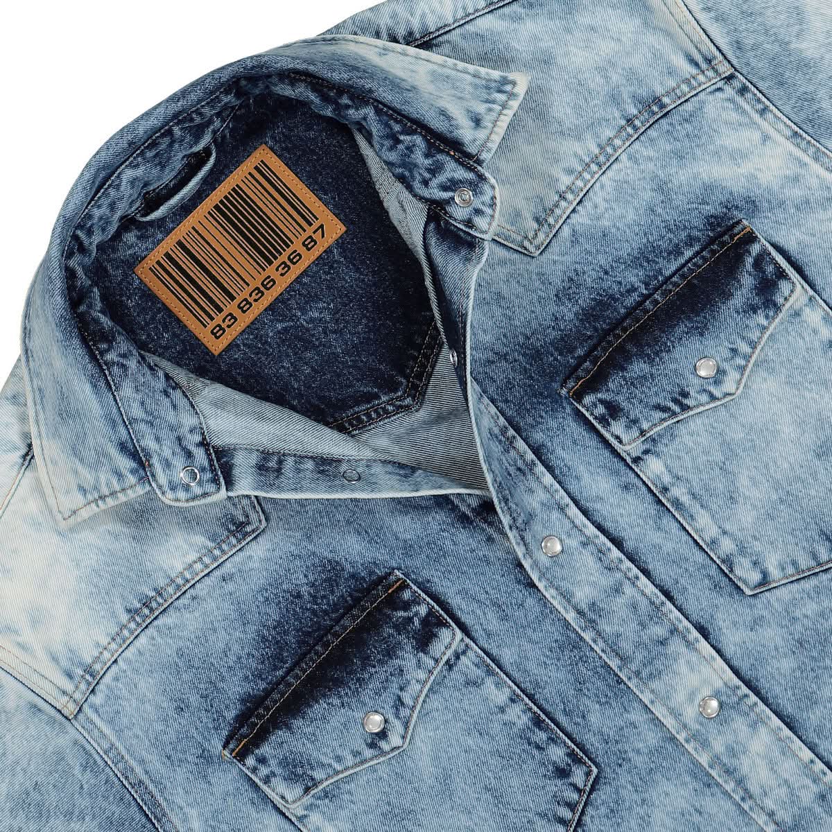 VTMNTS Boiled Denim Shirt Blue Detail view 3 | Gate