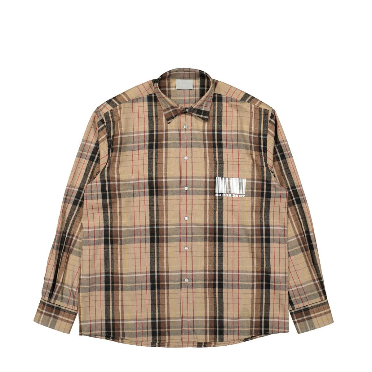 VTMNTS Small / Big Barcode Flannel Shirt Brown,Multicolor Detail view 1 | Gate