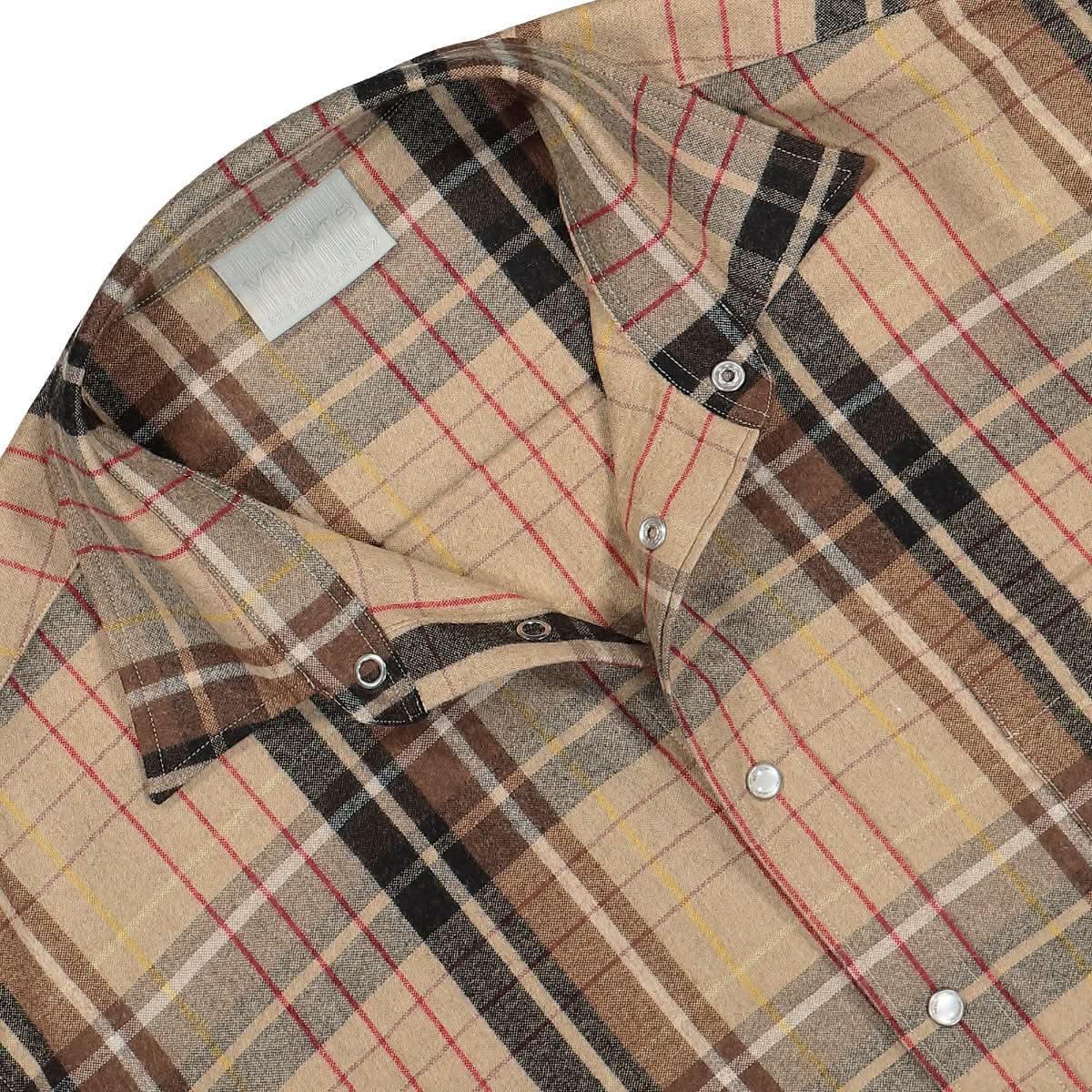 VTMNTS Small / Big Barcode Flannel Shirt Brown,Multicolor Detail view 3 | Gate