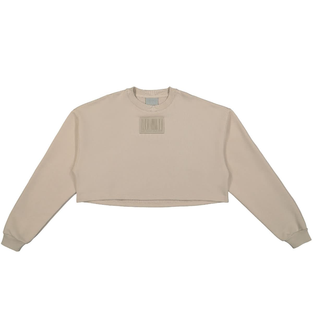 VTMNTS Big Rubber Patch Cropped Sweatshirt Beige Detail view 1 | Gate