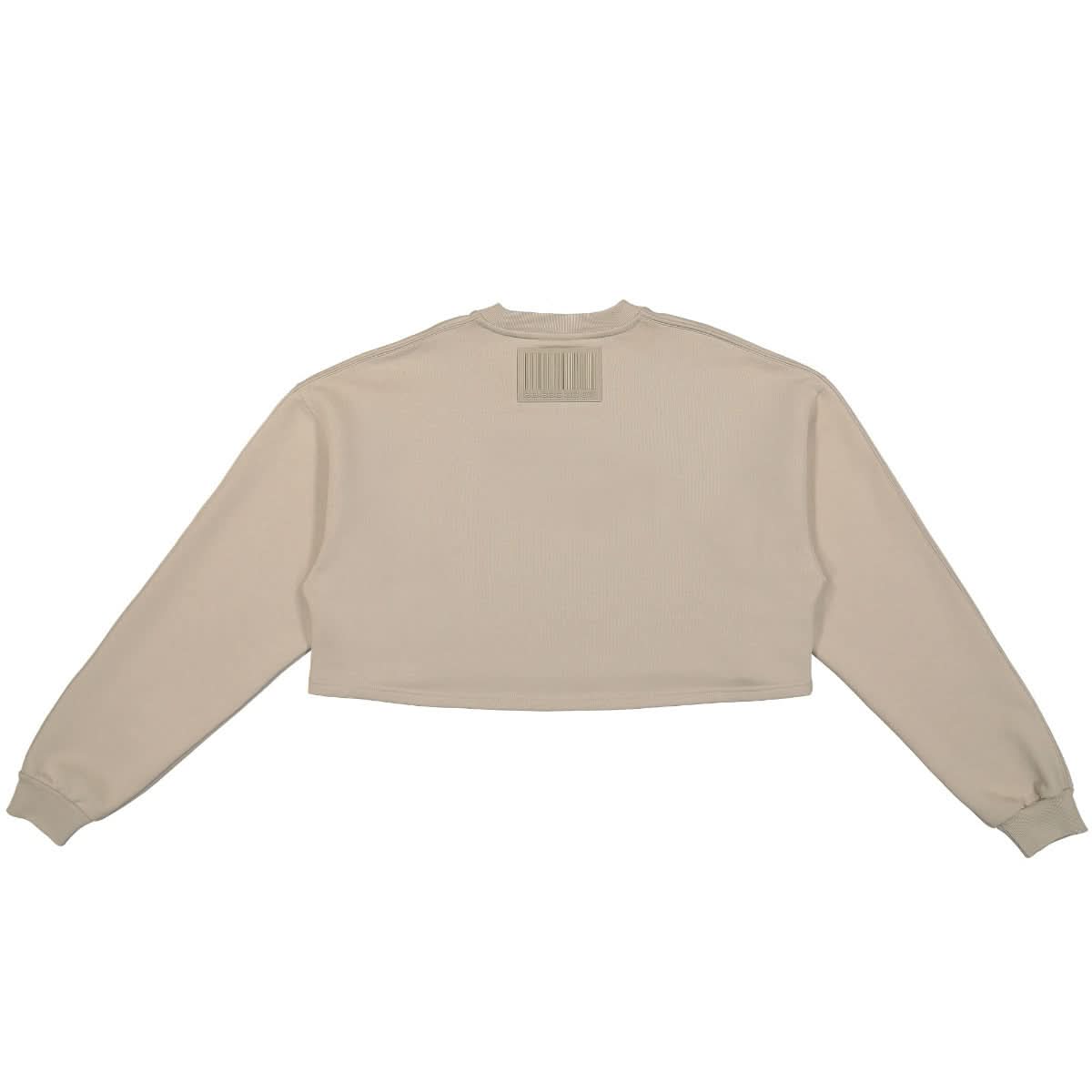 VTMNTS Big Rubber Patch Cropped Sweatshirt Beige Detail view 2 | Gate