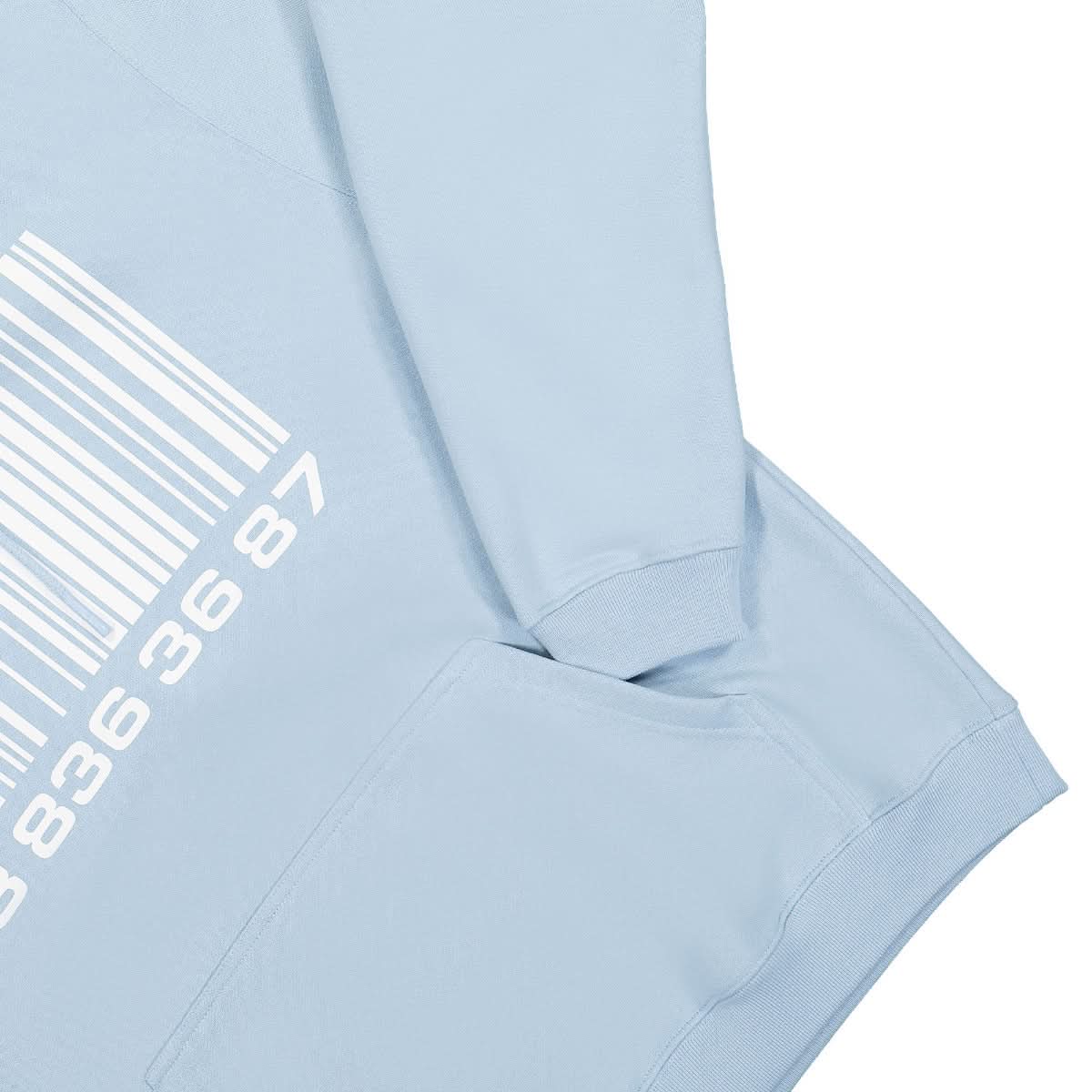VTMNTS Big Barcode Hoodie Blue Detail view 4 | Gate
