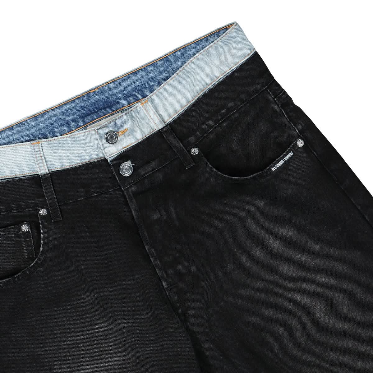 VTMNTS Double Waist Denim Jeans Black,Blue Detail view 5 | Gate