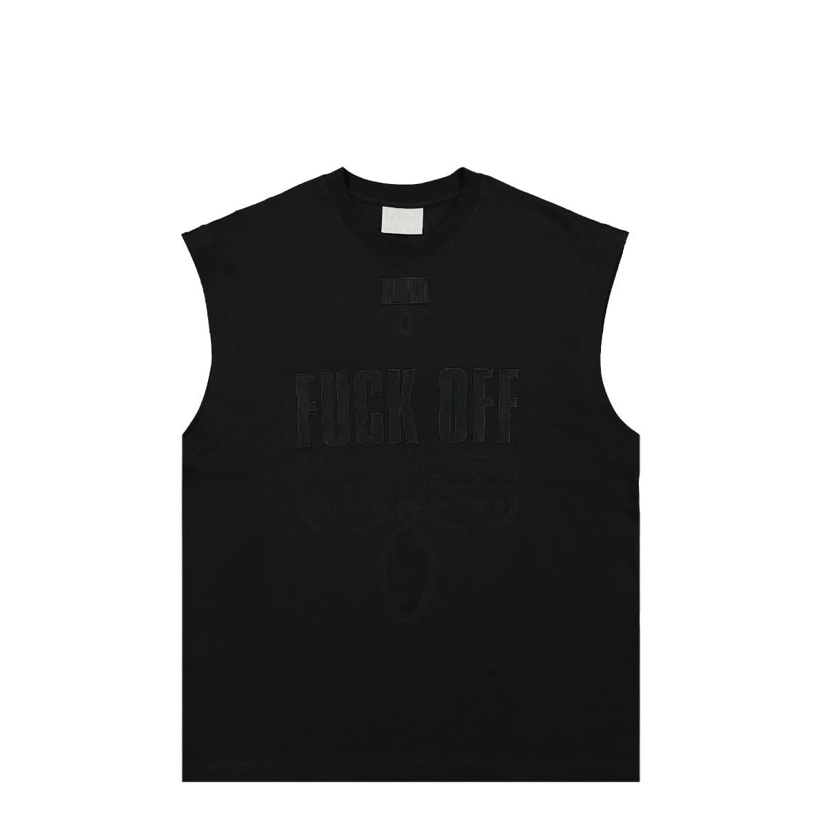 VTMNTS Fuck Off Sleeveless T-Shirt Black Detail view 1 | Gate