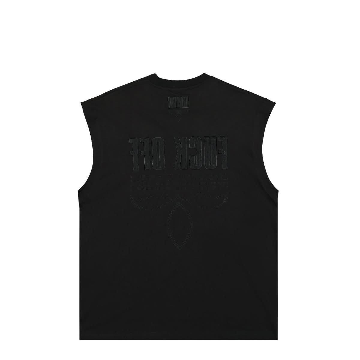 VTMNTS Fuck Off Sleeveless T-Shirt Black Detail view 2 | Gate