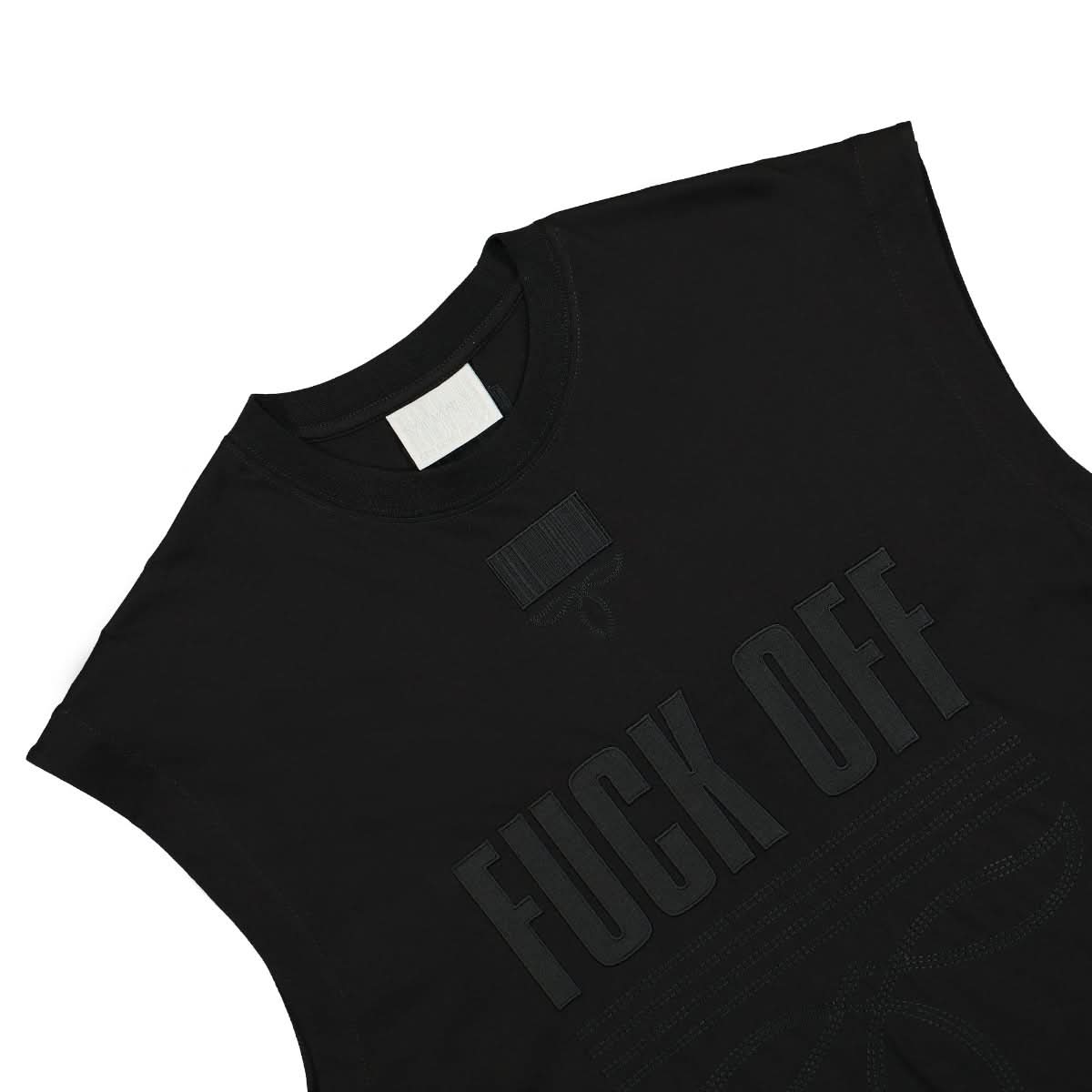 VTMNTS Fuck Off Sleeveless T-Shirt Black Detail view 3 | Gate