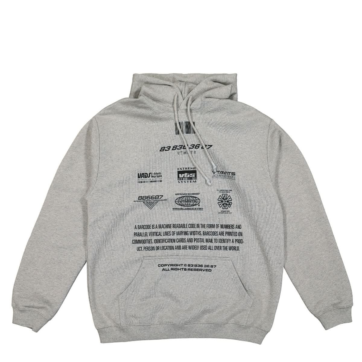 VTMNTS Movie Barcode Definition Hoodie Grey Detail view 1 | Gate