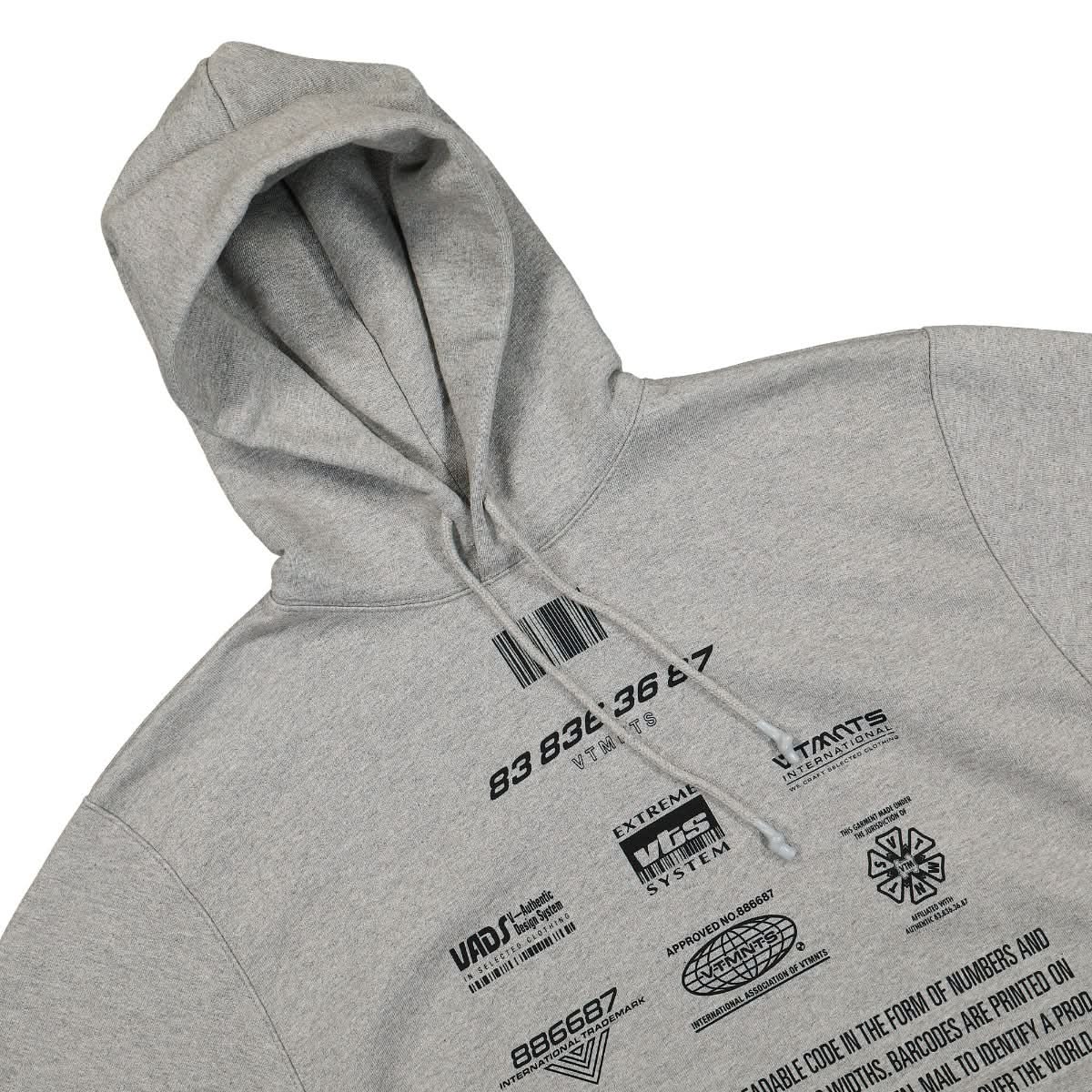 VTMNTS Movie Barcode Definition Hoodie Grey Detail view 3 | Gate