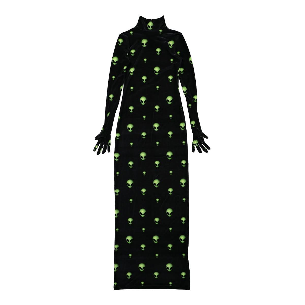 VETEMENTS Extraterrestrial Long Styling Dress with Gloves Black,Green Detail view 1 | Gate
