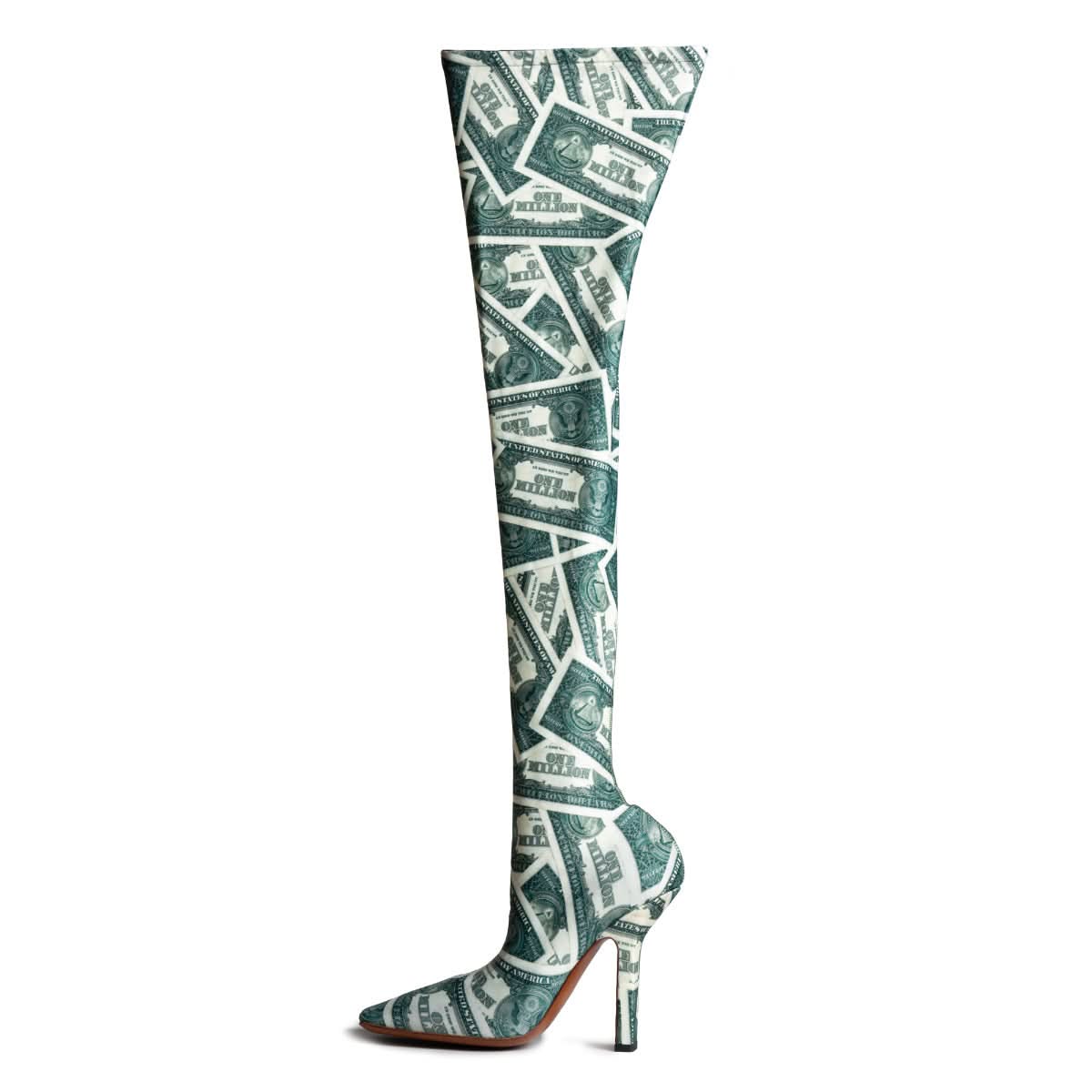 VETEMENTS Million Dollar High Boomerang Sock Boots Multicolor Heels Detail view 1 | Gate