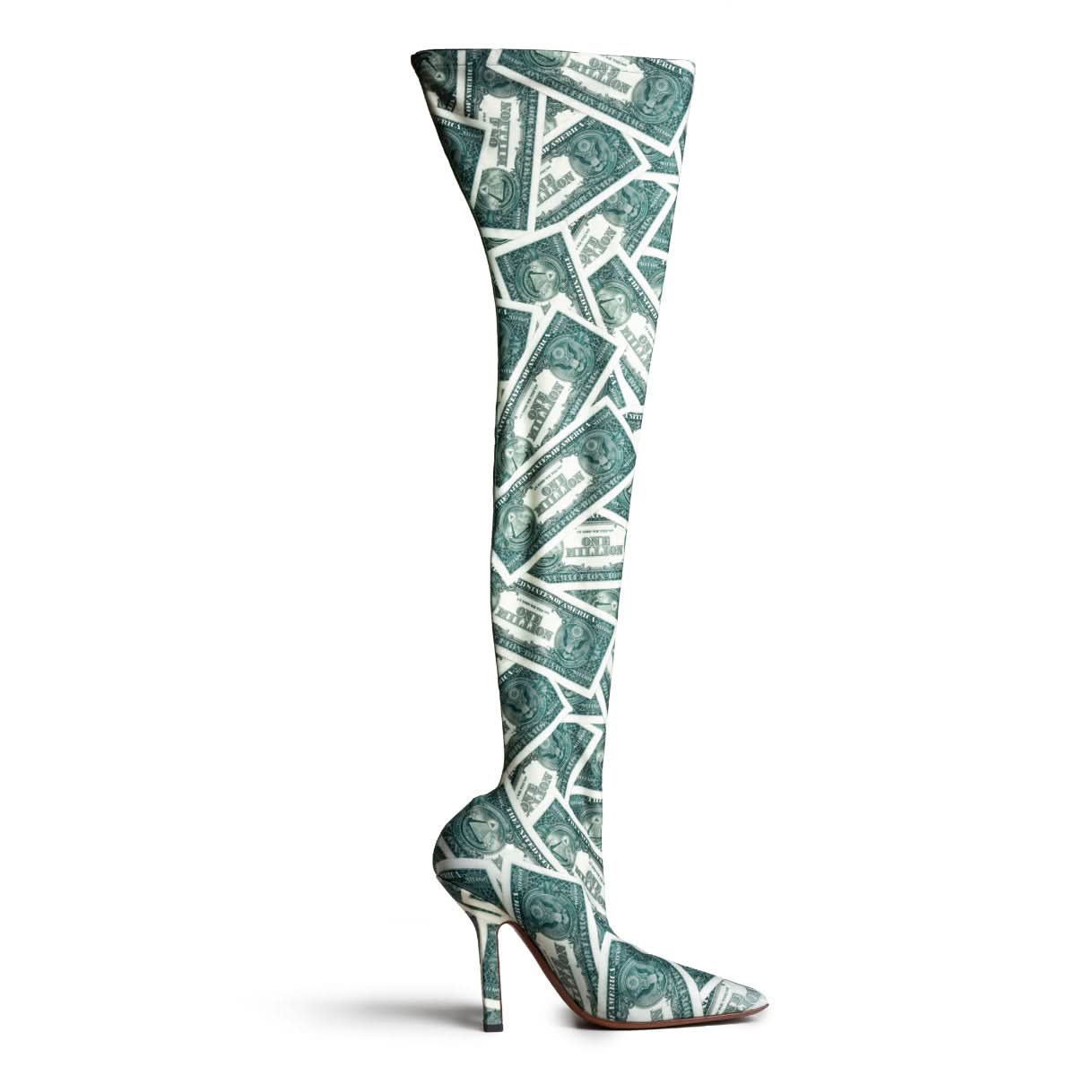 VETEMENTS Million Dollar High Boomerang Sock Boots Multicolor Heels Detail view 1 | Gate